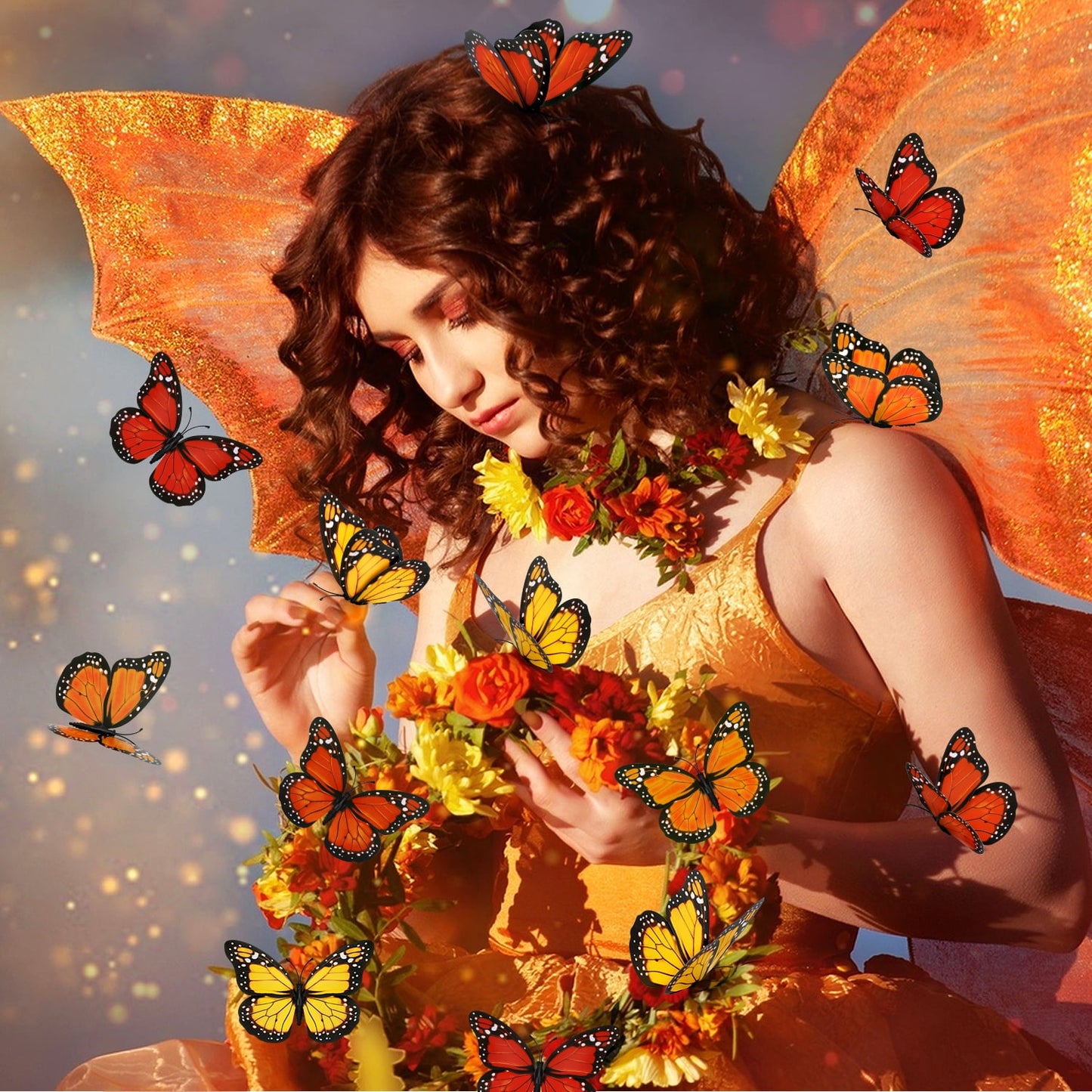 Ayieyill 40 Pcs Monarch Butterfly Cinco de Mayo Decorations Orange Butterflies for Crafts Premium Fake Butterflies Dia De Los Muertos Decor Wall Decor for Room, Wedding, Party  (4.72''L x 3.1'' H)
