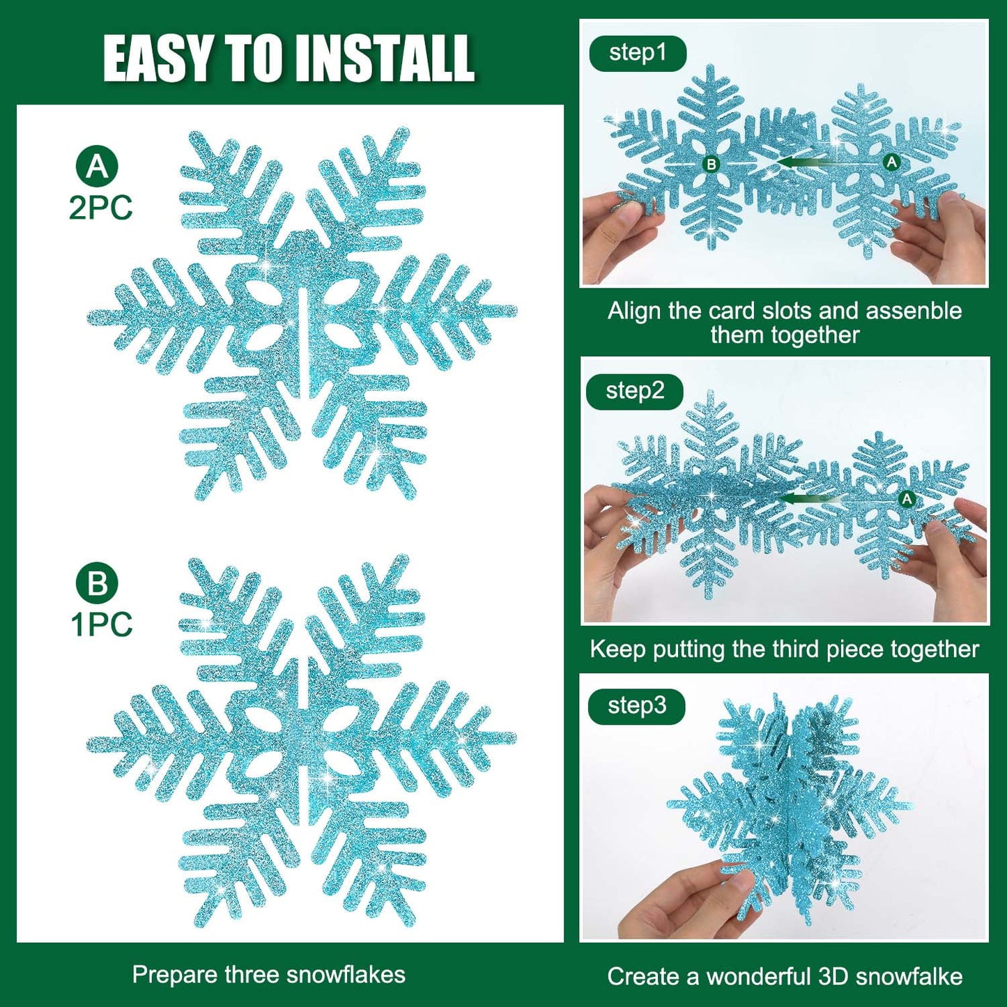 Ayieyill 8 Pcs Snowflake Decorations, Snowflake Christmas Decoration Indoor, Winter 3D Snowflake Christmas Tabletop Decor