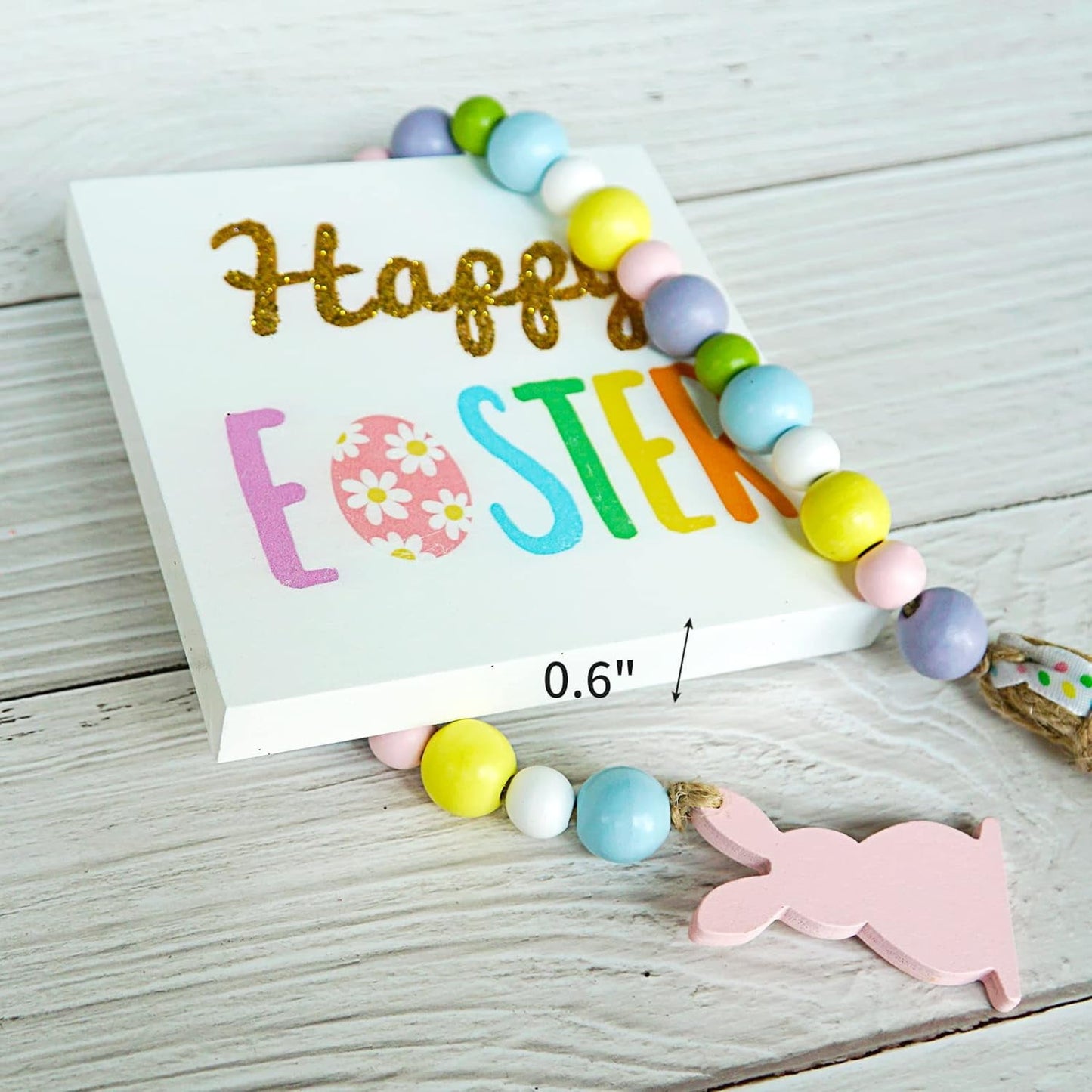 Ayieyill Easter Decorations, Pcs Easter Gnome Tiered Tray Decor, Glitter Easter Wood Signs,  Easter Bunny Gnome Plush