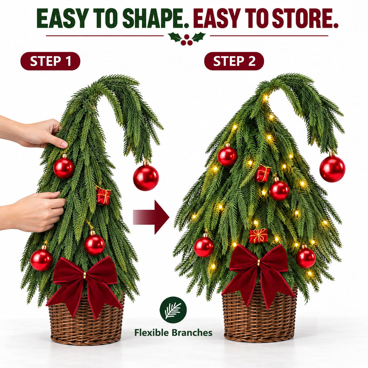 Ayieyill Pre-Lit 20inch Prelit Small Christmas Tree, Artificial Tree for Xmas Tabletop Decorations