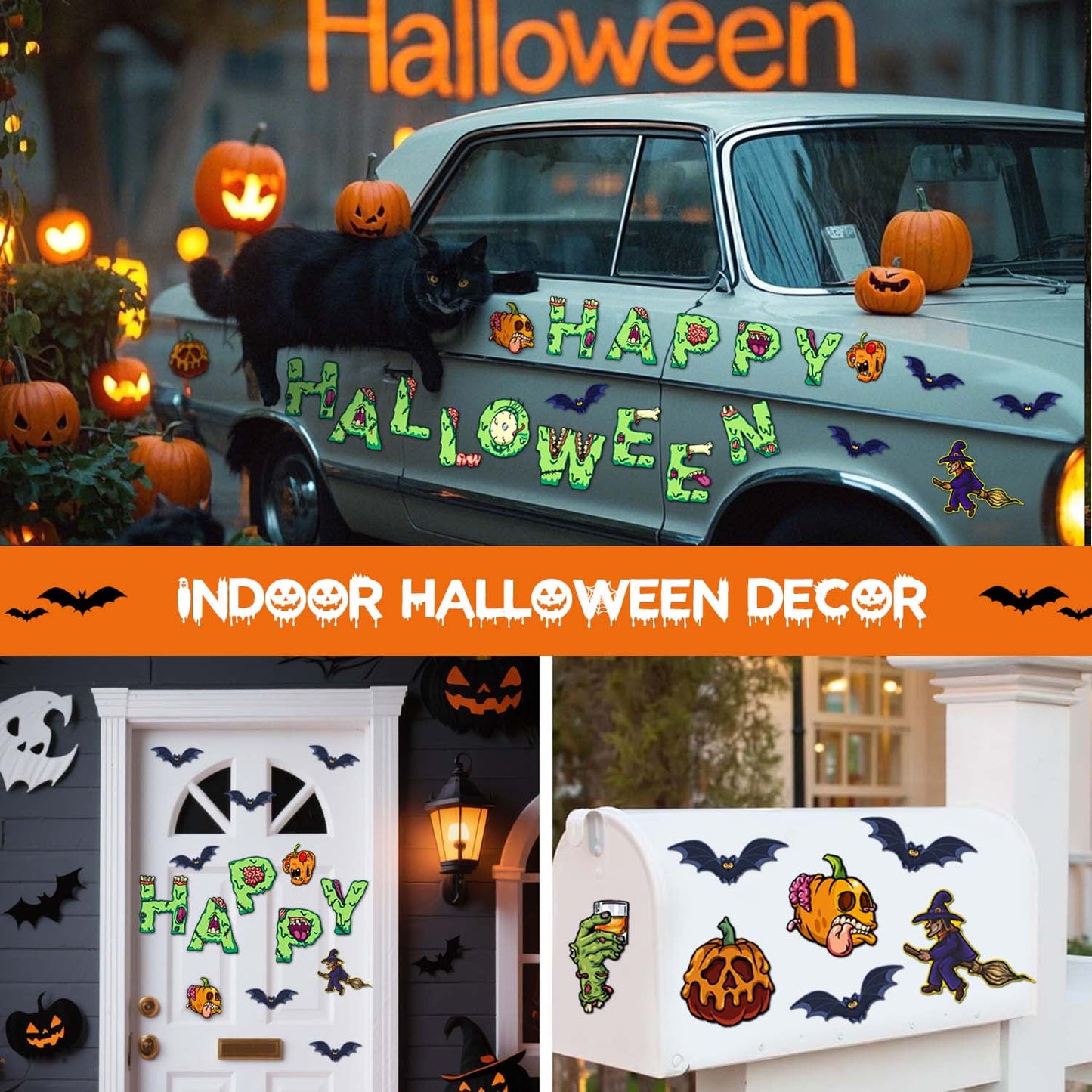 Ayieyill Halloween Tombstone Trunk or Treat Archway Garage Decoration with Gargoyles, Arch Monument, Spider Web and Non-Woven Fabric for Car Garage Door Entryway Archway and Halloween Decor Outdoor