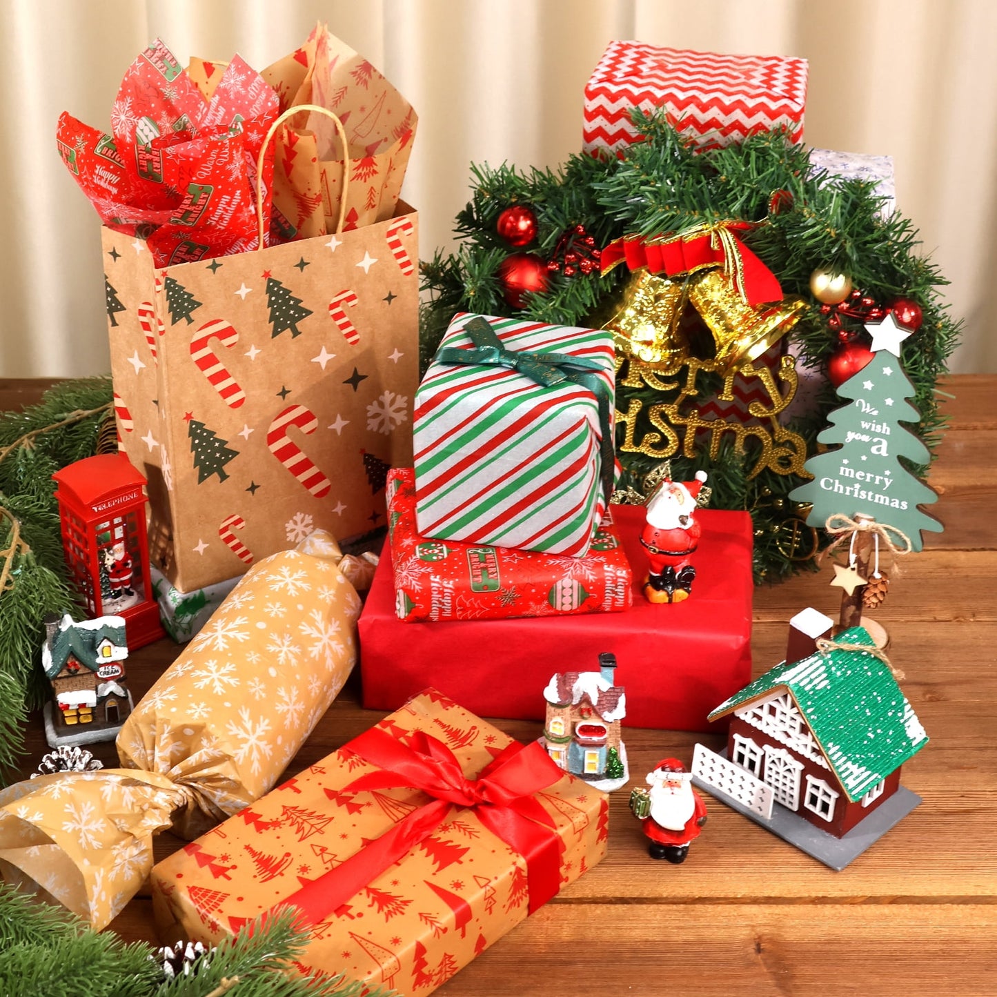 Ayieyill 70pcs Christmas Tissue Paper Sheets Christmas Wrapping Paper Xmas Tissue Paper for Gift Bags Gift Wrap