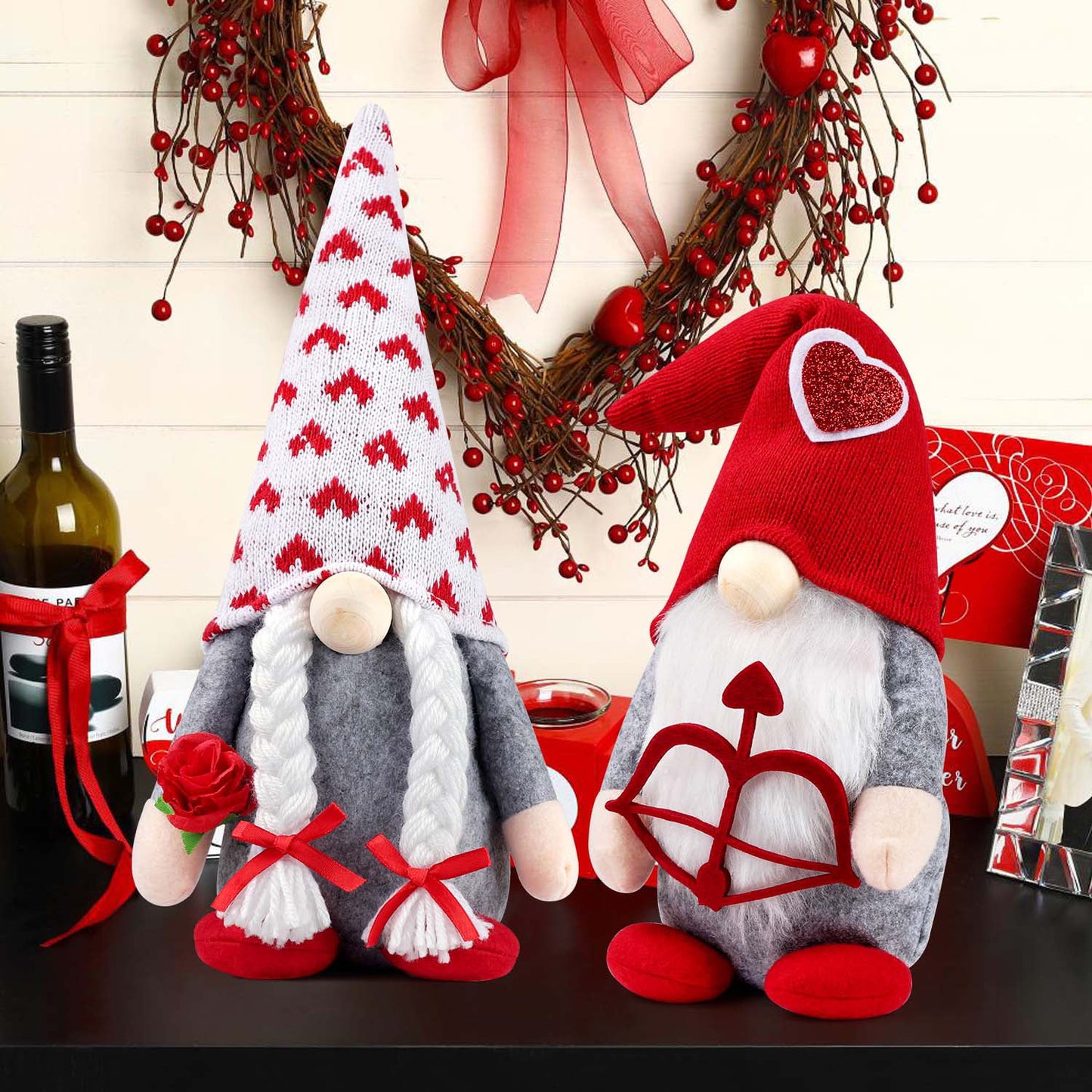 Ayieyill Valentines Day Decor 2pcs Valentine Gnomes Plush