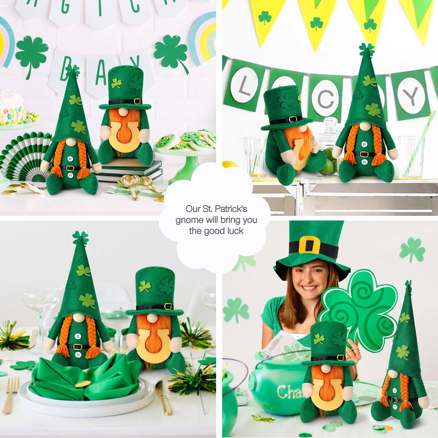 Ayieyill St Patricks Day Decorations Gnome Plush Home Table Ornament Decor