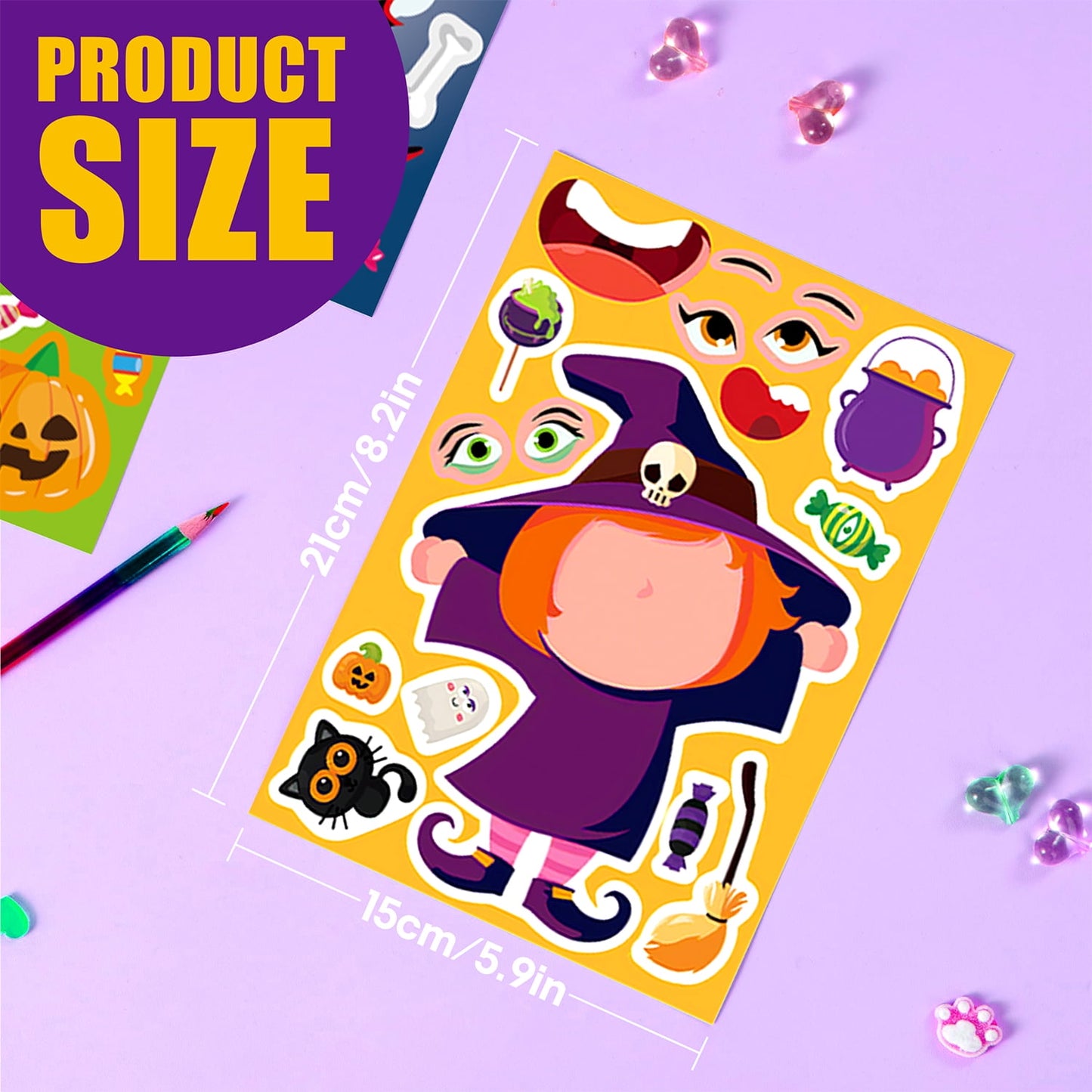 Ayieyill 48PCS Halloween Make a Face Sticker Pack for Kids, Halloween Sticker Sheets Party Favors Goodie Bag Stuffers