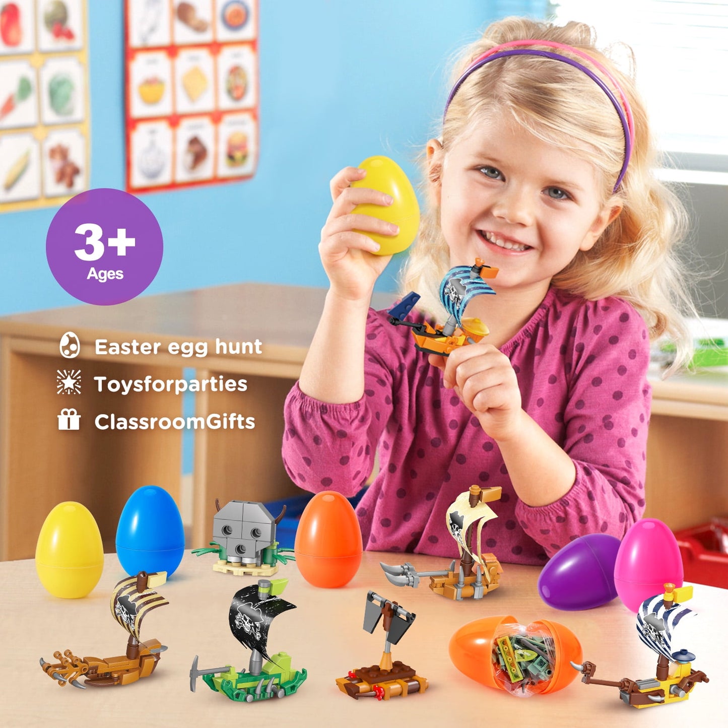 Ayieyill 12Pcs Prefilled Easter Eggs - Toy Filled Easter Eggs Filled with Pull-Back Construction Vehicles
