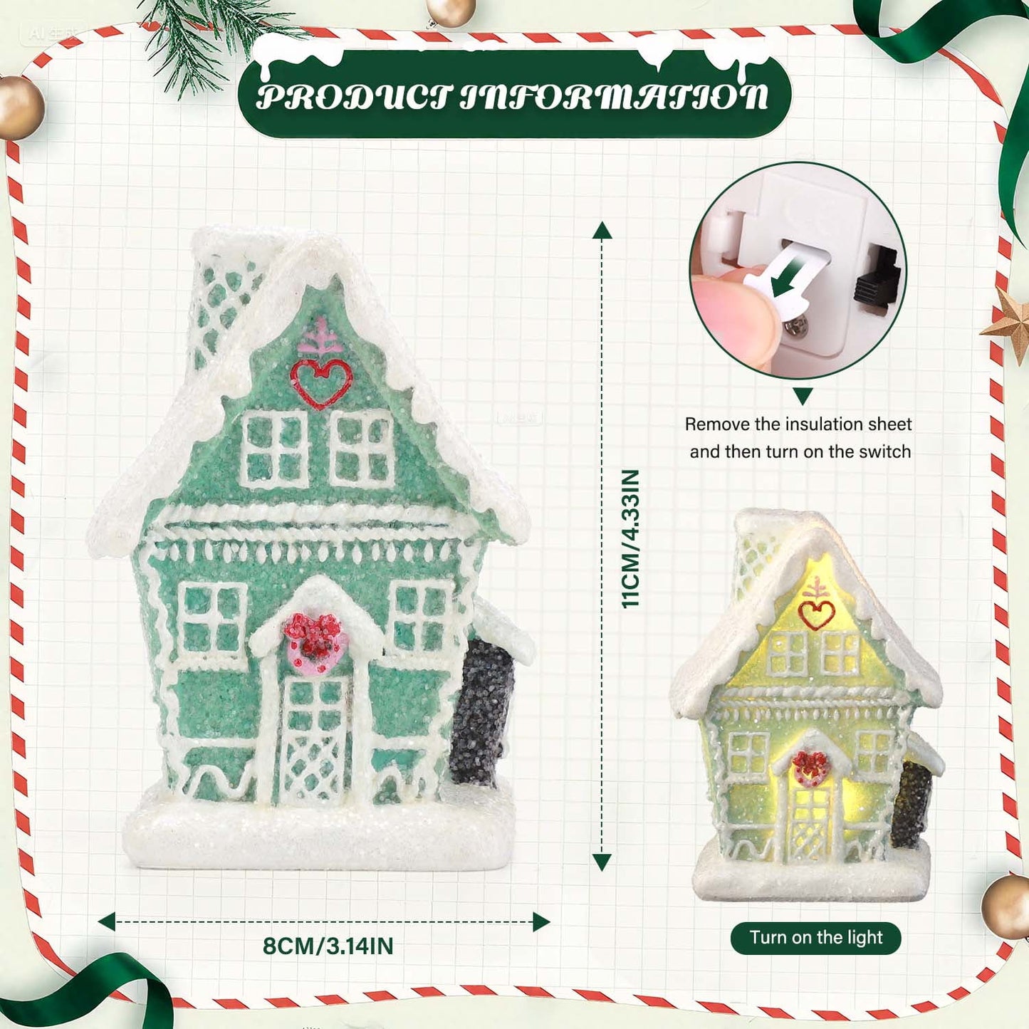 Ayieyill Christmas Village Light Up House Christmas Decorations Indoor Tabletop Christmas Decor
