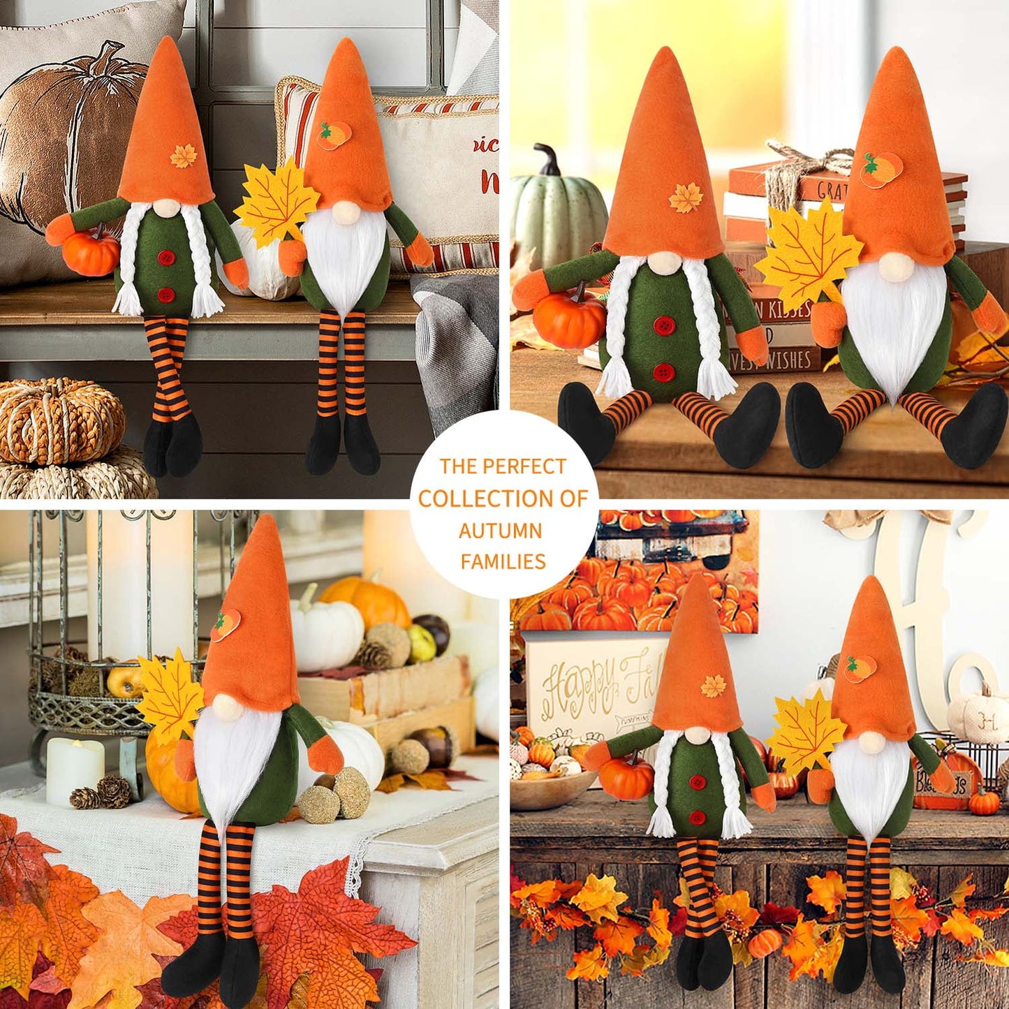 Ayieyill 2 Pack Fall Gnomes, 2Pack Handmade Fall Thanksgiving Gnomes Plush