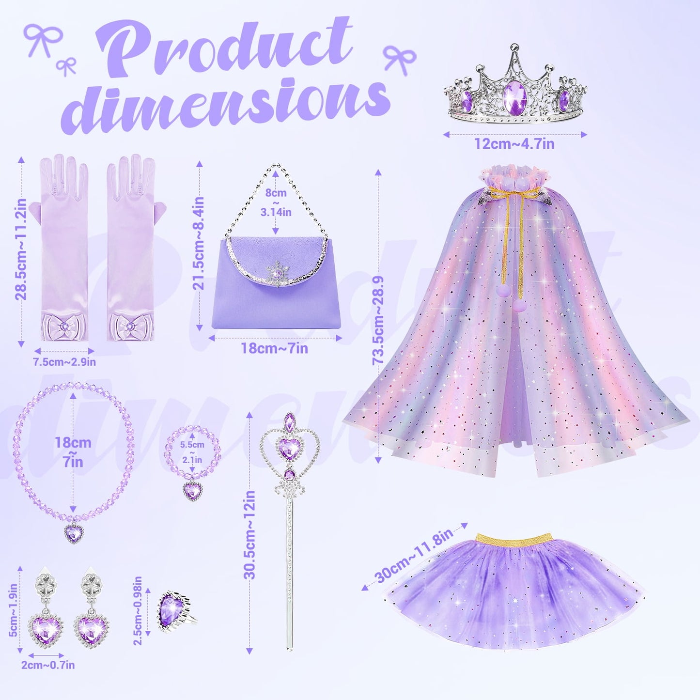 Ayieyill Princess Dress up Clothes for Little Girl, 11Pcs Princess Cape with Crown, Princess Dresses for Girl 3-8 Birthday Gift
