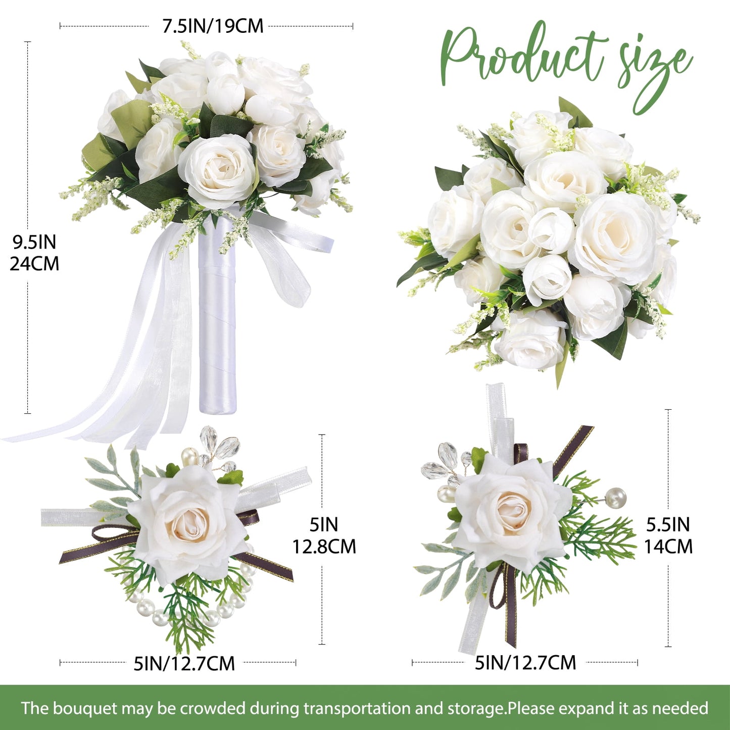 Ayieyill Wedding Bouquets for Bride and Bridesmaids, Tossing Artificial Flower Bouquets for Wedding Decorations