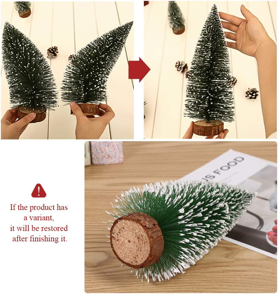 Ayieyill Mini Christmas Trees Decorations - 6pcs Small Bottle Brush Trees, Artificial Tabletop Christmas Tree for Indoor Outdoor Home Room Party