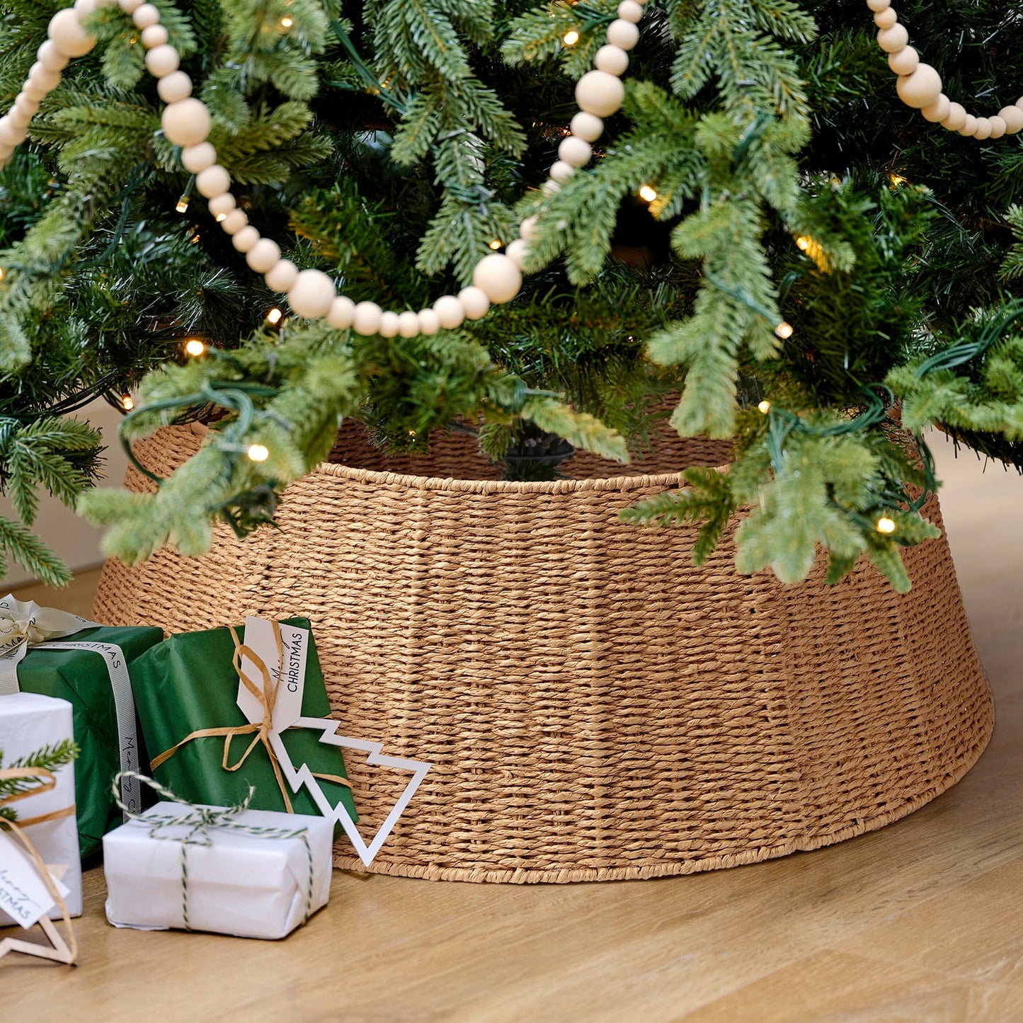Ayieyill Christmas Tree Collar, Christmas Tree Skirt Cover for Christmas Tree Decorations | Rattan