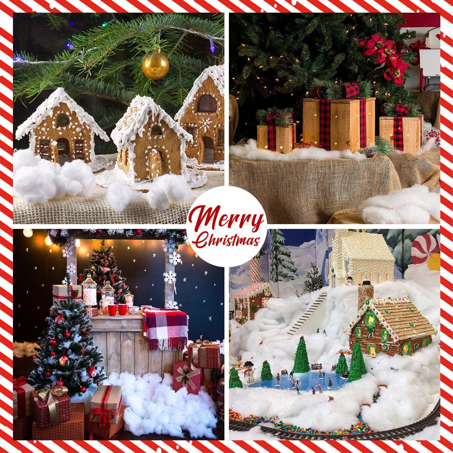 Ayieyill 350g/12.35oz Christmas Fake Snow Decor Artificial Snow Fluffy Fiber Stuffing Snow Covering