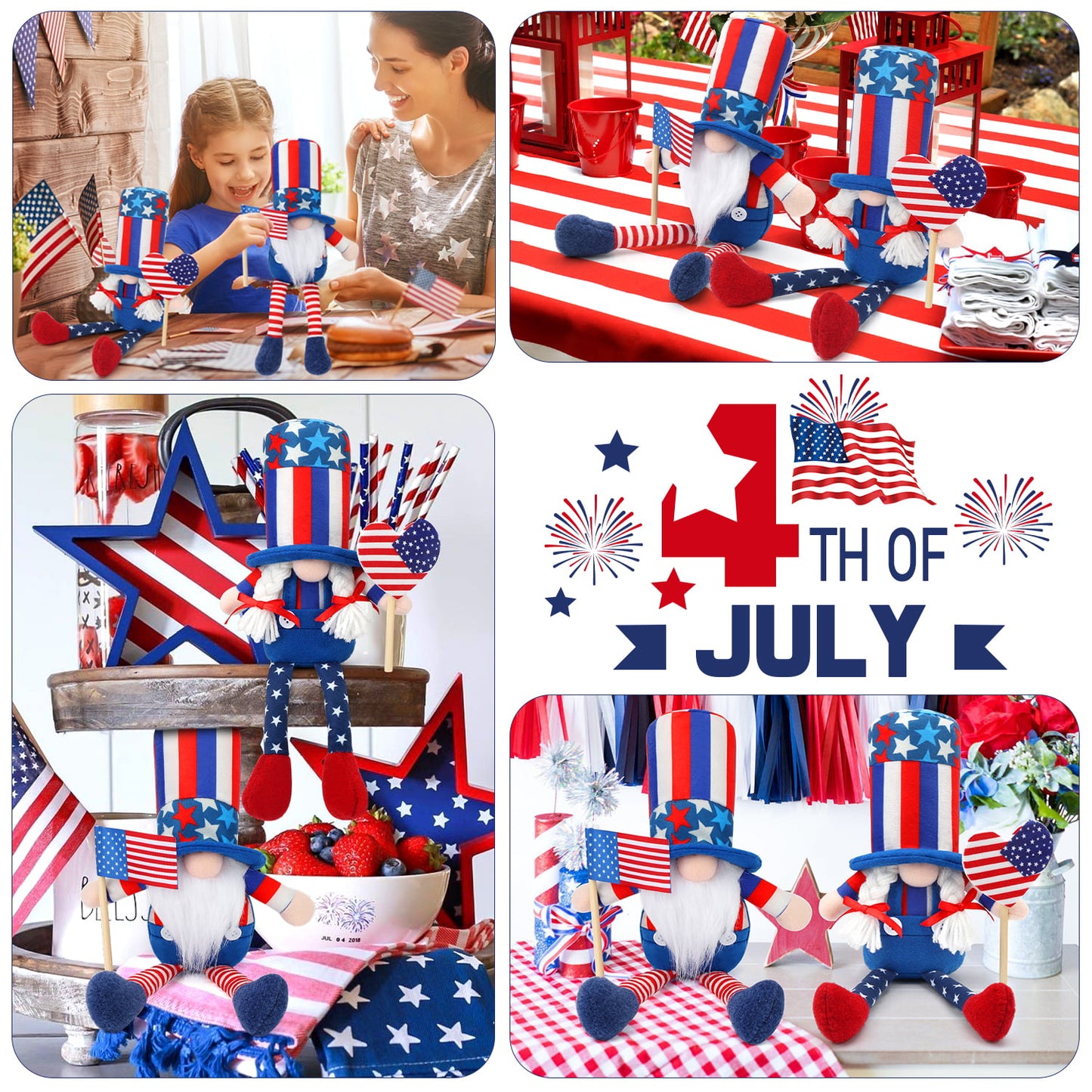 Ayieyill 2Pcs 4th of July Gnomes Patriotic Gnomes Decorations