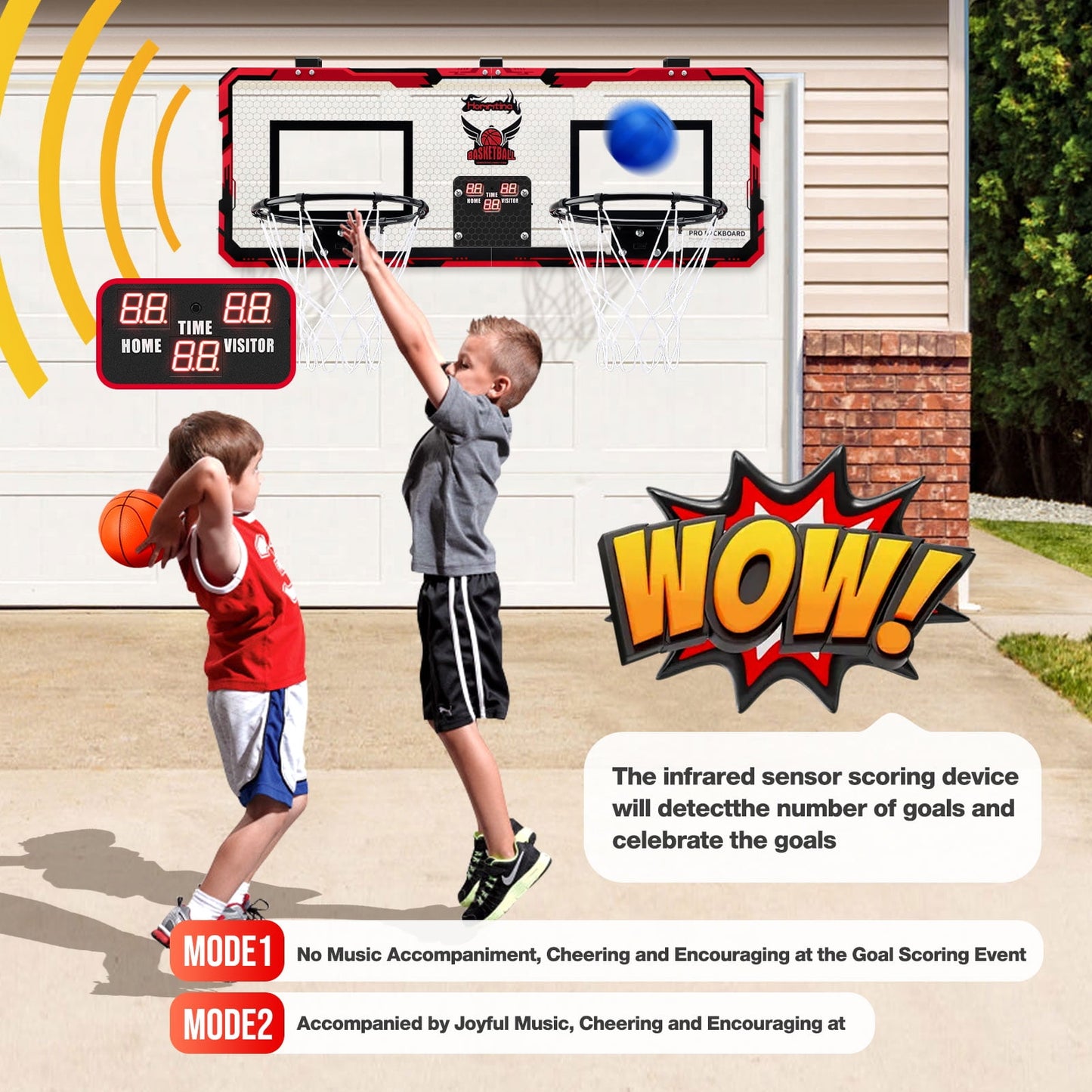 Ayieyill 2 Player Indoor Basketball Hoop for Kids, Mini Basketball Hoop for Door | 4 Balls | Basketball Toys | Boy Toys | Bedroom Office
