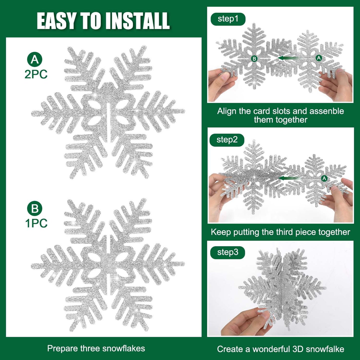 Ayieyill 8 Pcs Snowflake Decorations, Snowflake Christmas Decoration Indoor, Winter 3D Snowflake Christmas Tabletop Decor