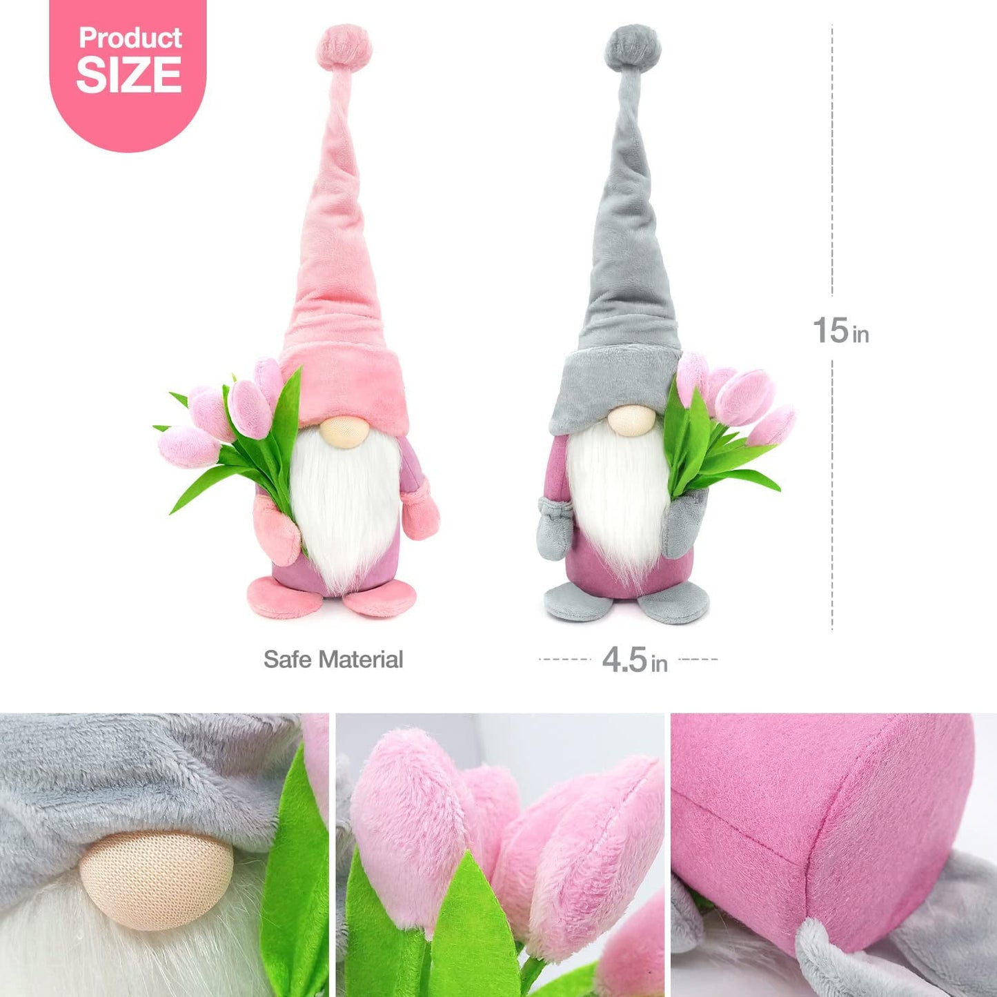 Ayieyill 2 Pcs 15 inches Mother's Day Gnomes Plush Decor Mothers Day Gifts - Spring Gnomes Decor
