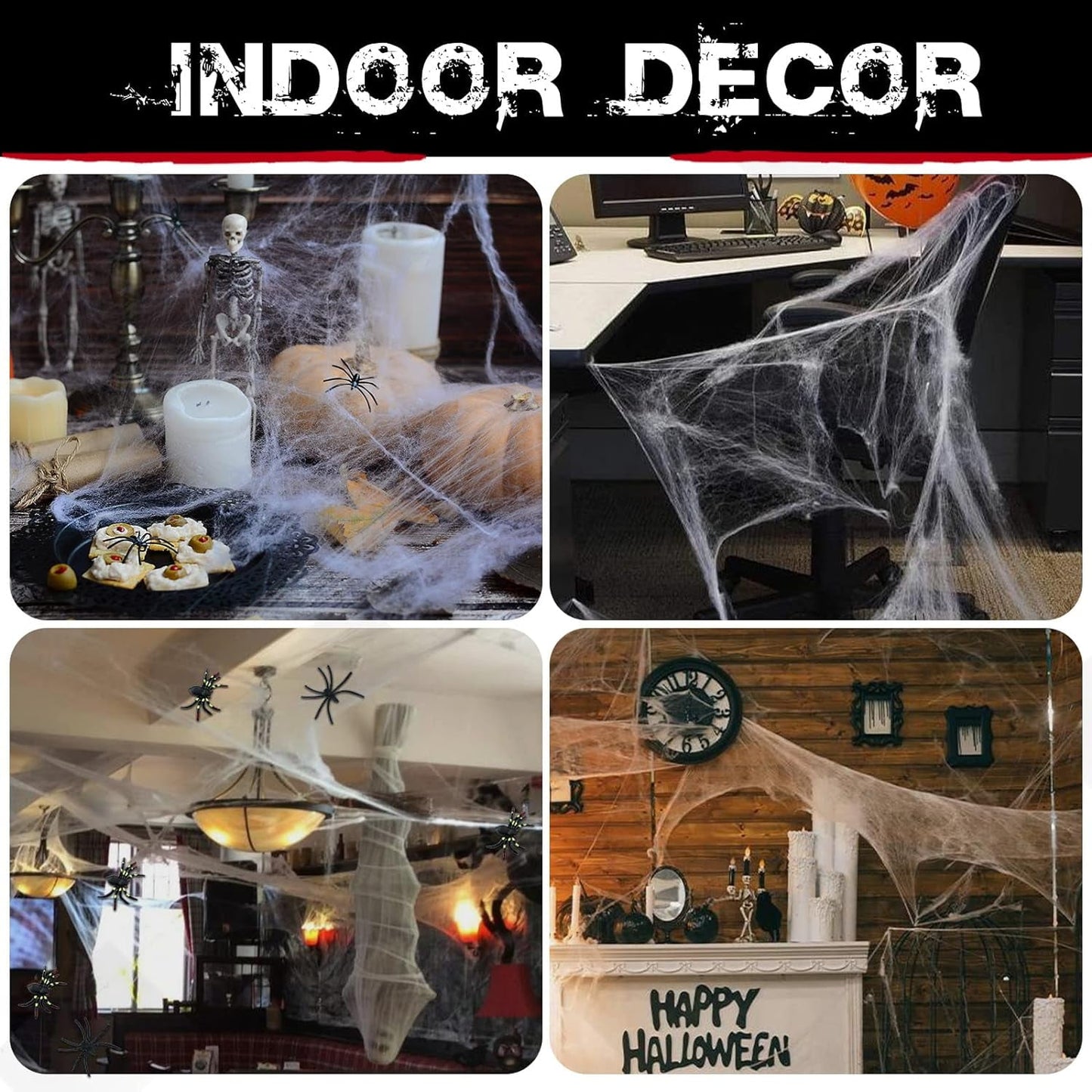 Ayieyill 1000sqft Halloween Spider Webs Decorations with 150 Extra Fake Spiders, Super Stretchy Cobwebs for Halloween Decorations Indoor and Outdoor