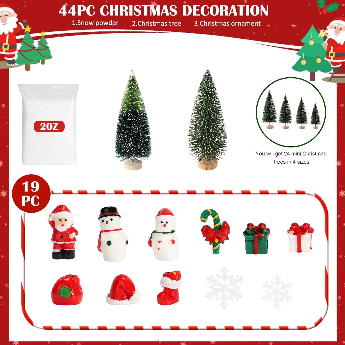 Ayieyill 44pcs Mini Christmas Tree, Bottle Brush Christmas Trees with Wooden Base