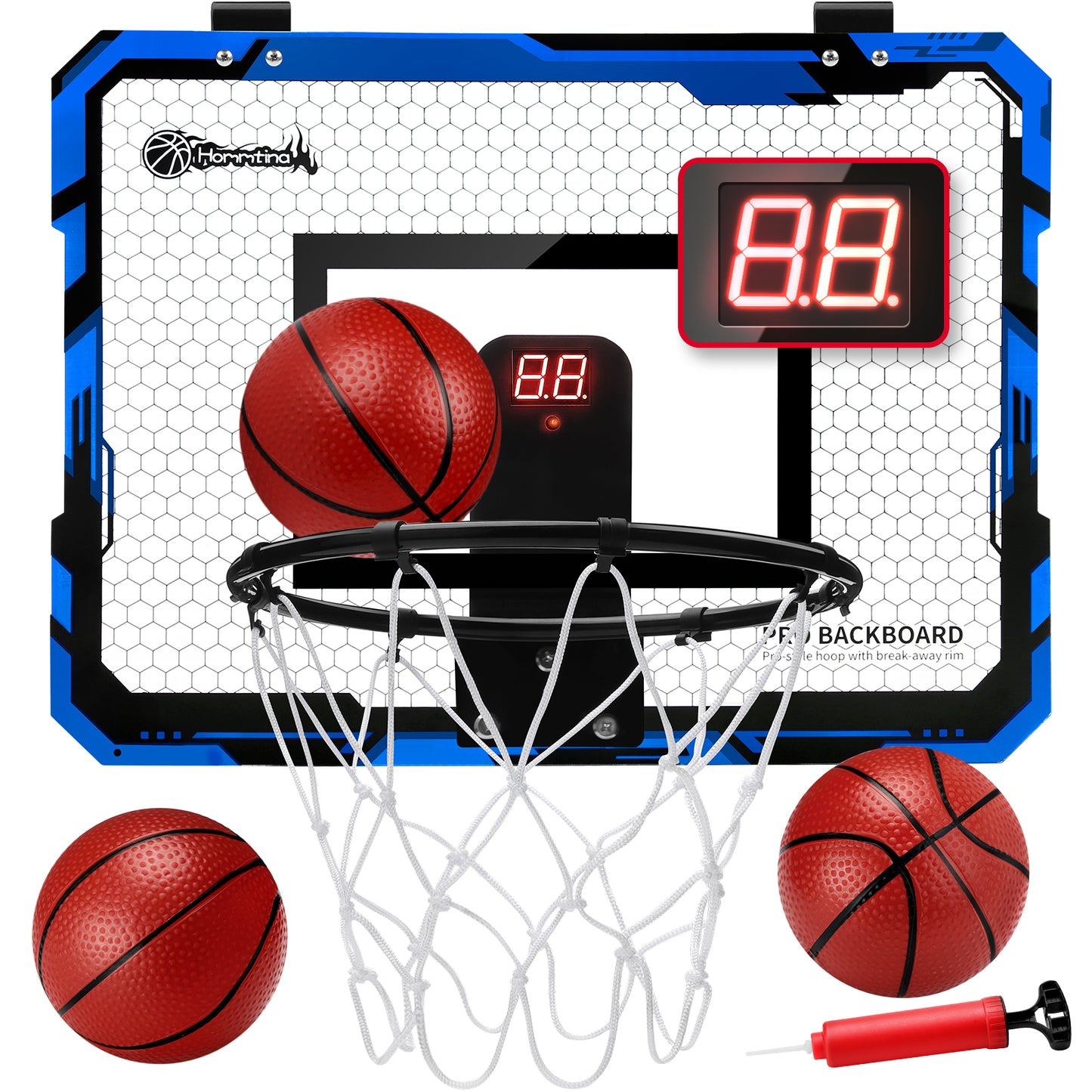 Ayieyill Basketball Hoop Indoor for Kids 15.7" x 11.8" - Automatic Scoring Basketball Hoop Mini Basketball Hoop for Door with 3 Balls, Basketball Toy for Kids Boy Toys Teens Adults