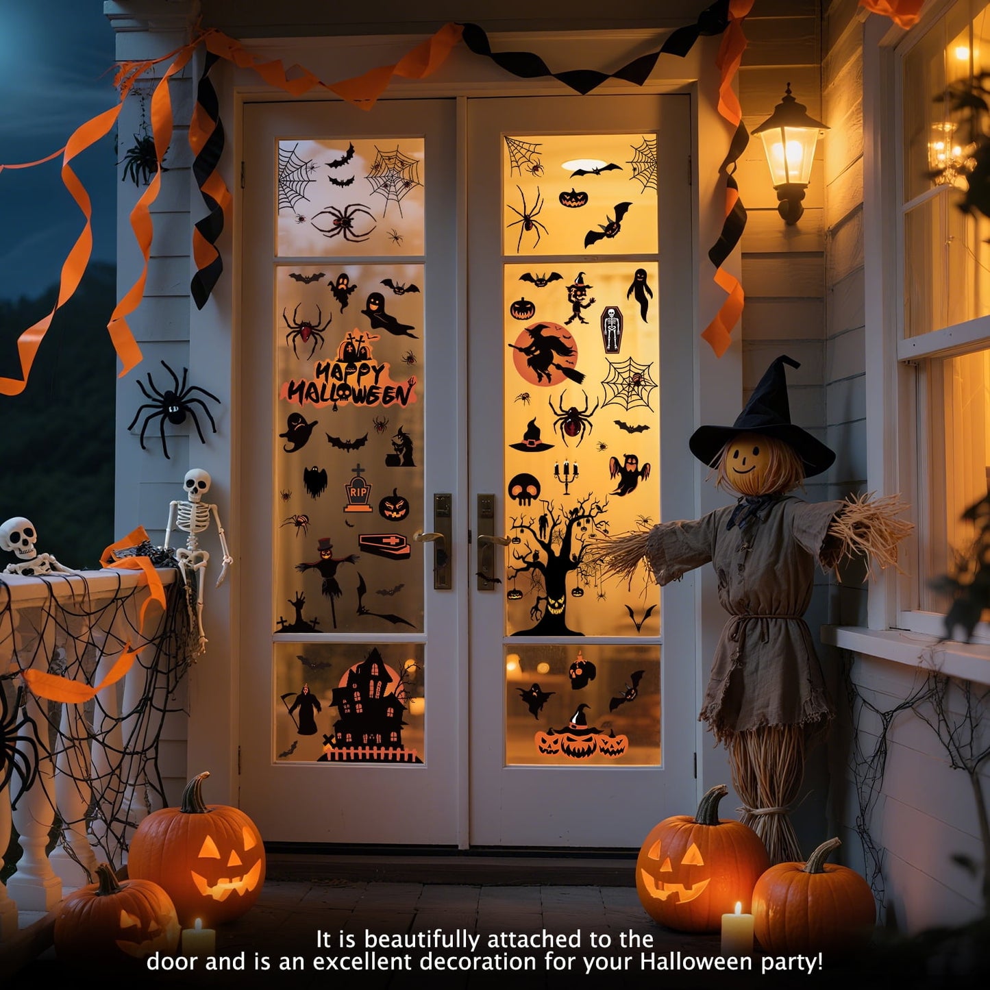 Ayieyill Halloween Window Clings Decorations, Skeleton Decals Halloween Window Stickers for Glass Windows