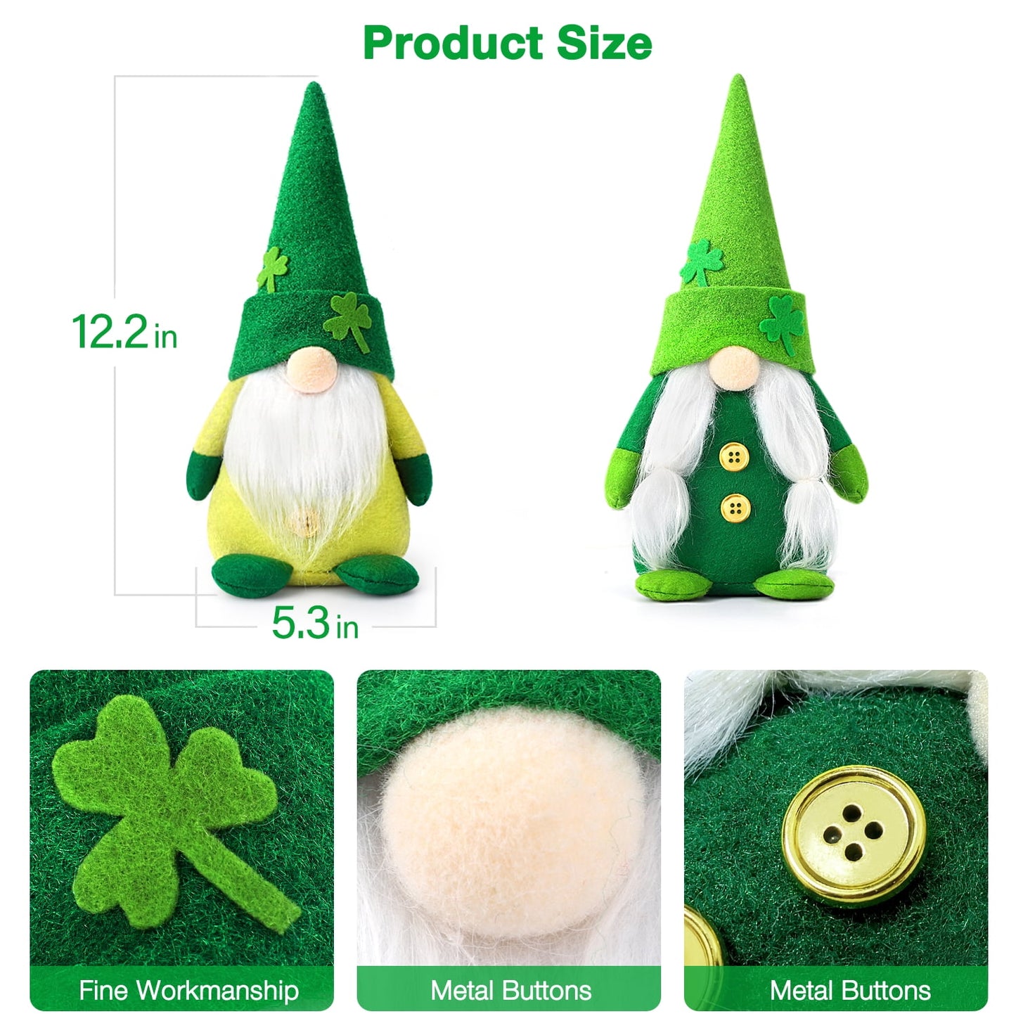 Ayieyill 2Pcs st patricks day decorations Gnome Plush, Green Saint Paddy's Day Elf St. Patricks day decor