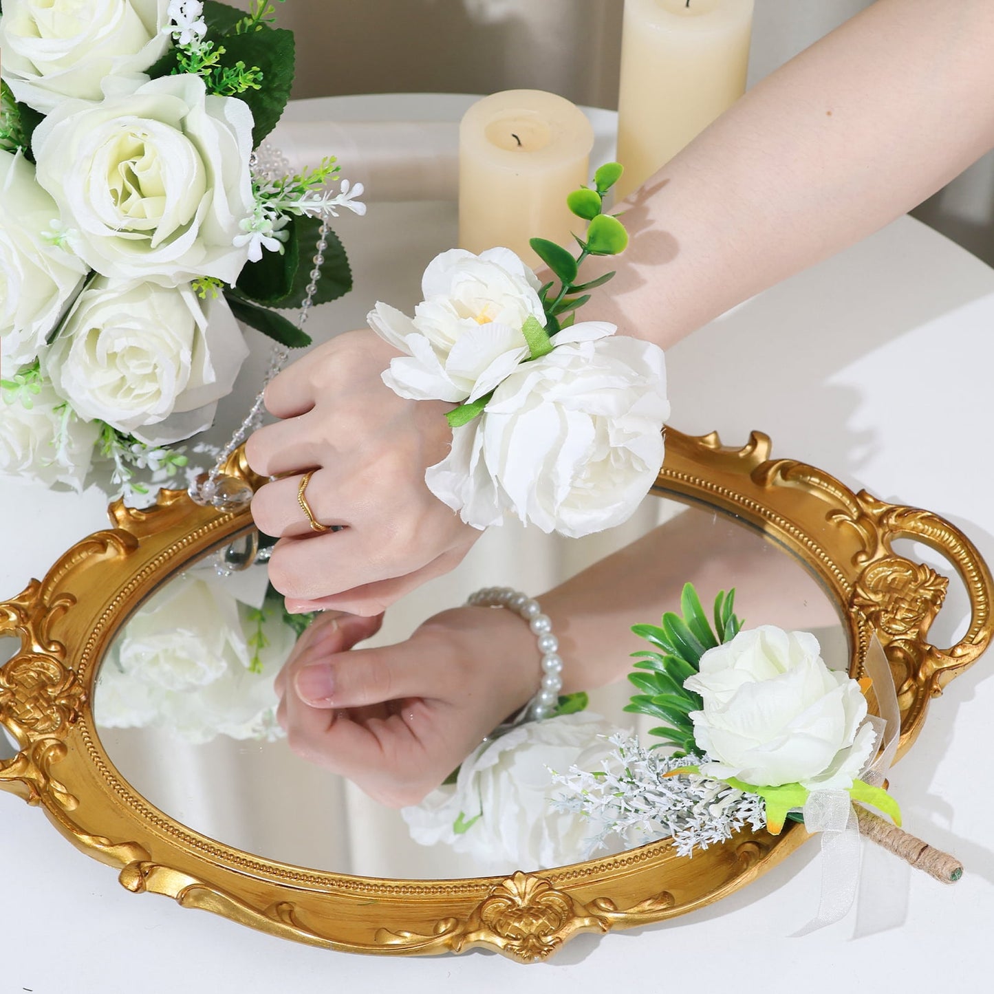 Ayieyill Wedding Bouquets for Bride and Bridesmaids, Tossing Artificial Flower Bouquets for Wedding Decorations