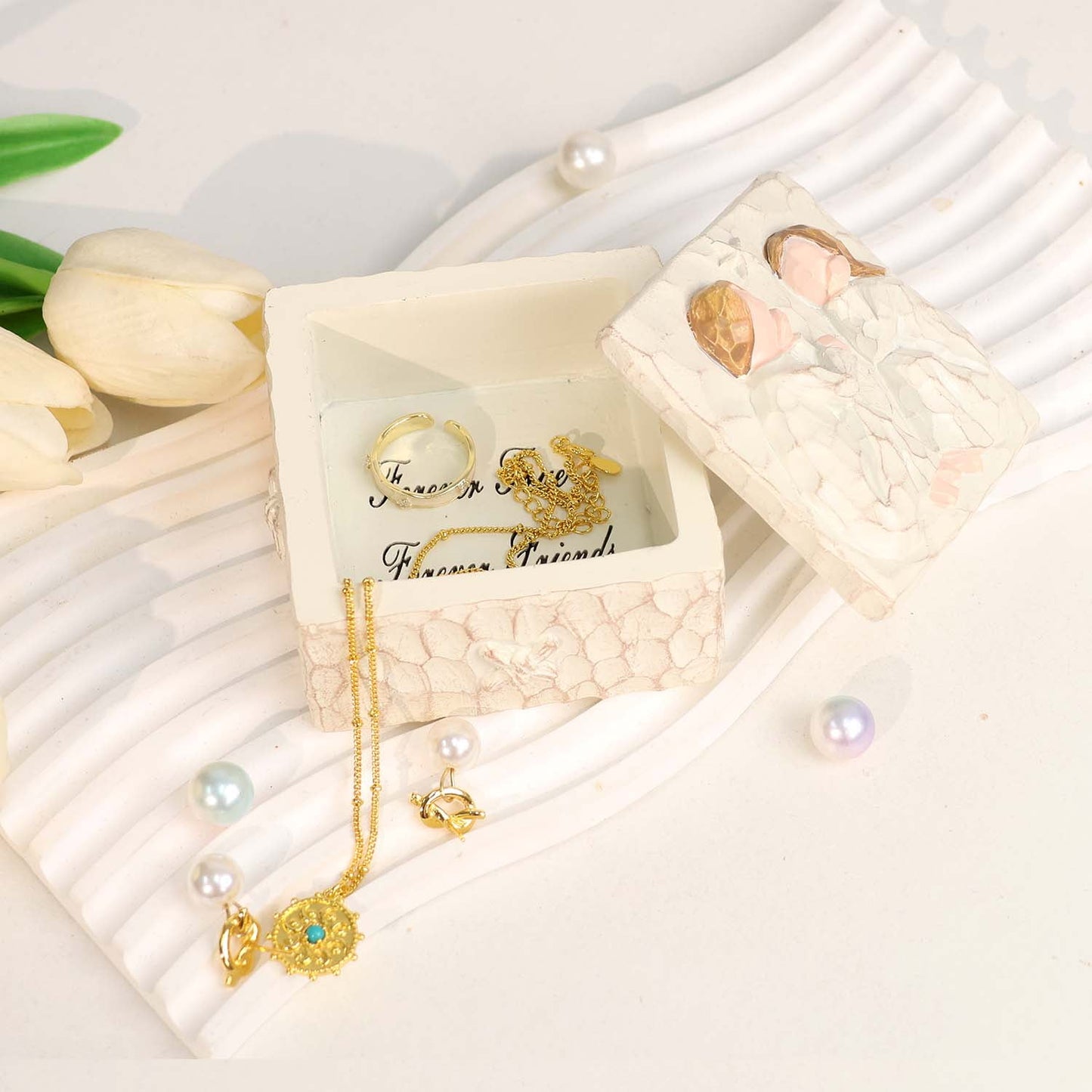 Ayieyill Friendship Keepsake Box for Women, Best Friend Gifts, Christmas Sister Gift, Hand-Painted Jewelry Box for Christian Gifts