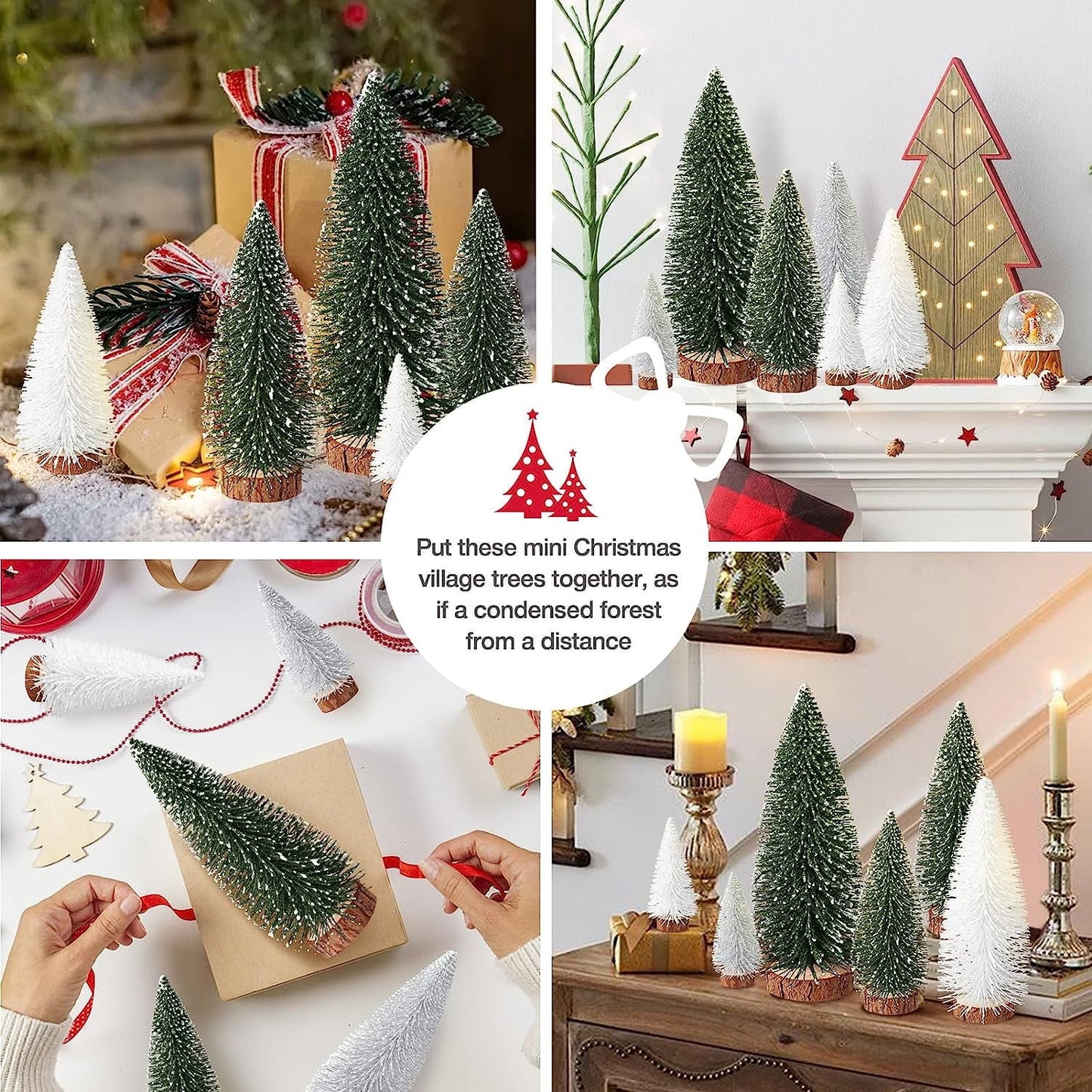 Ayieyill 9Pcs Mini Christmas Trees Christmas Decor Artificial Christmas Decorations with 4 Sizes
