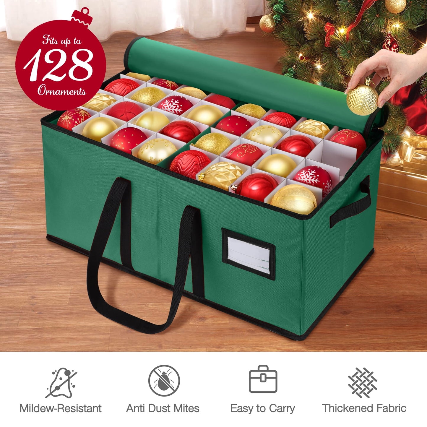 Ayieyill Christmas Tree Storage Bag and Christmas Ornament Storage Fits Up to 128 Ornament