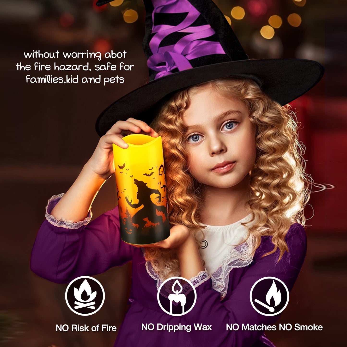 Ayieyill Halloween Flameless Candles 3PC Halloween Decor