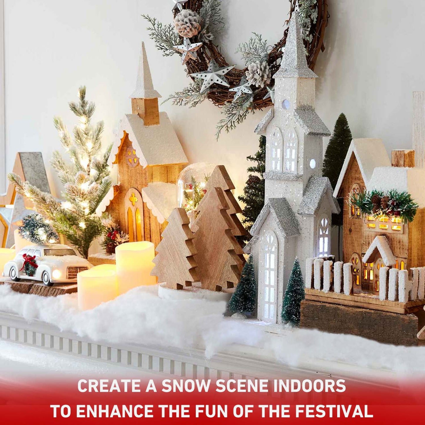 Ayieyill 350g/12.35oz Christmas Fake Snow Decor Artificial Snow Fluffy Fiber Stuffing Snow Covering