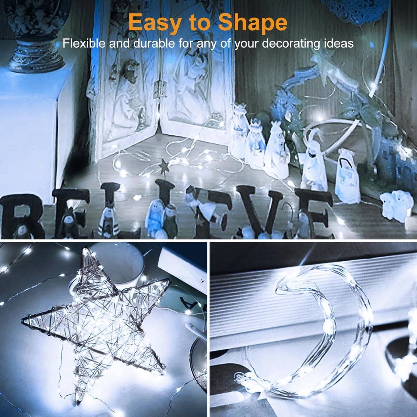 Ayieyill 12Pack Fairy Lights Battery Operated,10ft 30 LED Mini String Lights Waterproof Wire Lights Indoor, Warm White