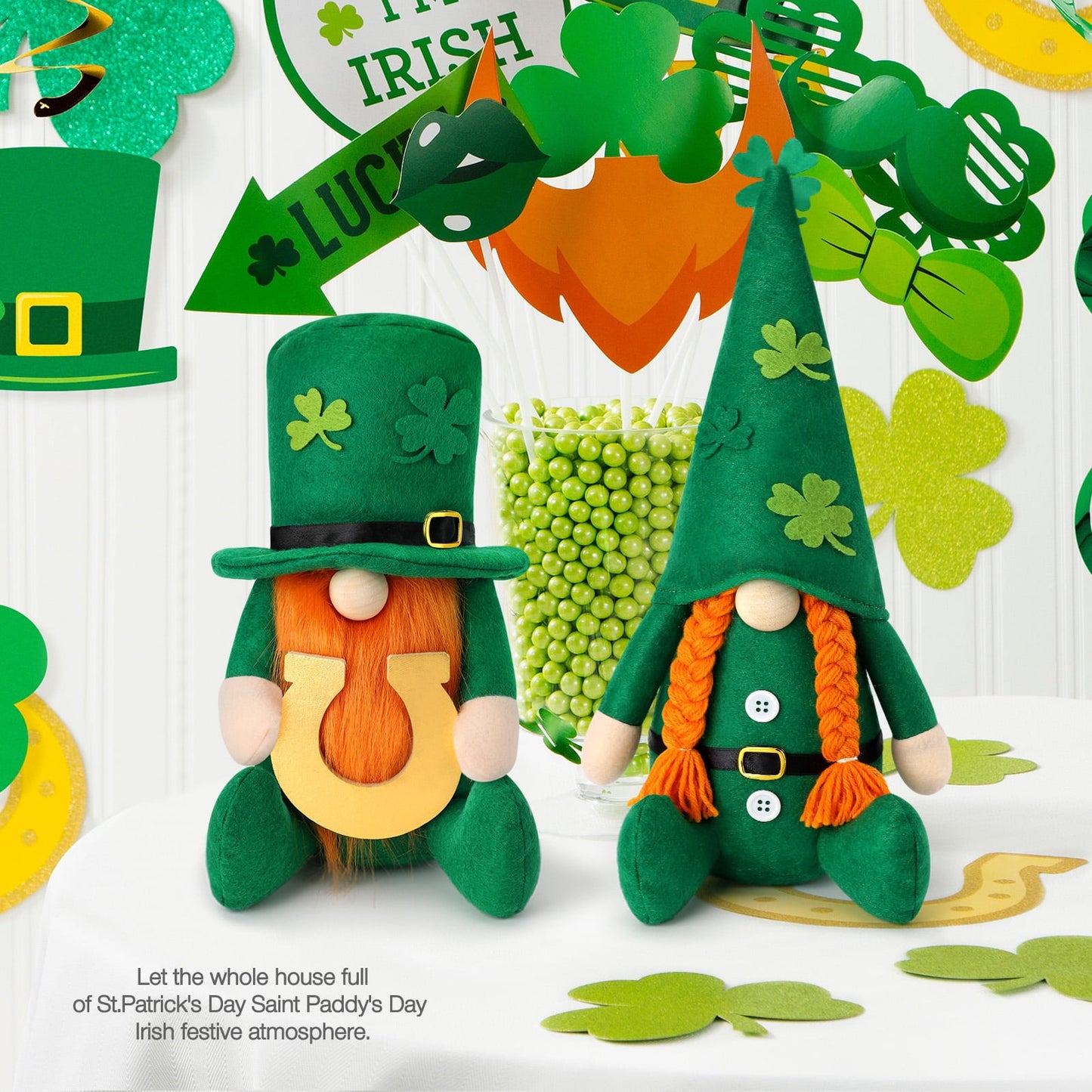 Ayieyill St Patricks Day Decorations Gnome Plush Home Table Ornament Decor