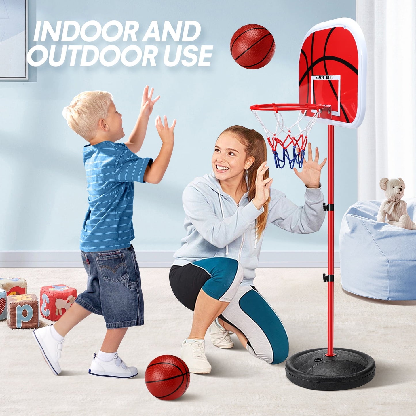 Ayieyill Kids Basketball Hoop, Basketball Hoop Indoor Adjustable Height 2.8-5 FT - Toddler Basketball Hoop - Basketball Goals Indoor Outdoor Play
