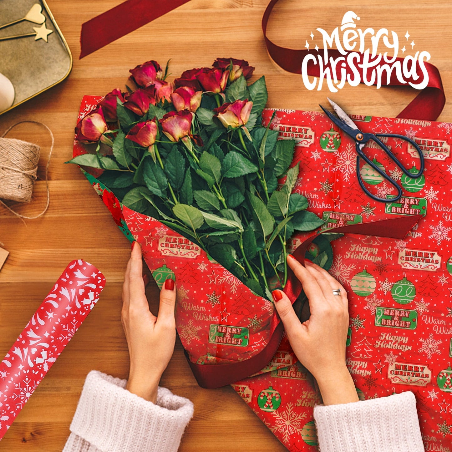 Ayieyill 70pcs Christmas Tissue Paper Sheets Christmas Wrapping Paper Xmas Tissue Paper for Gift Bags Gift Wrap