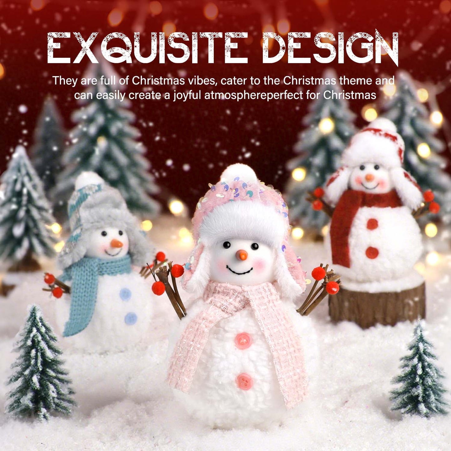 Ayieyill 3pcs Christmas Snowman Plush, Snowman Gnome for Winter Christmas, Tabletop Christmas Decorations Indoor