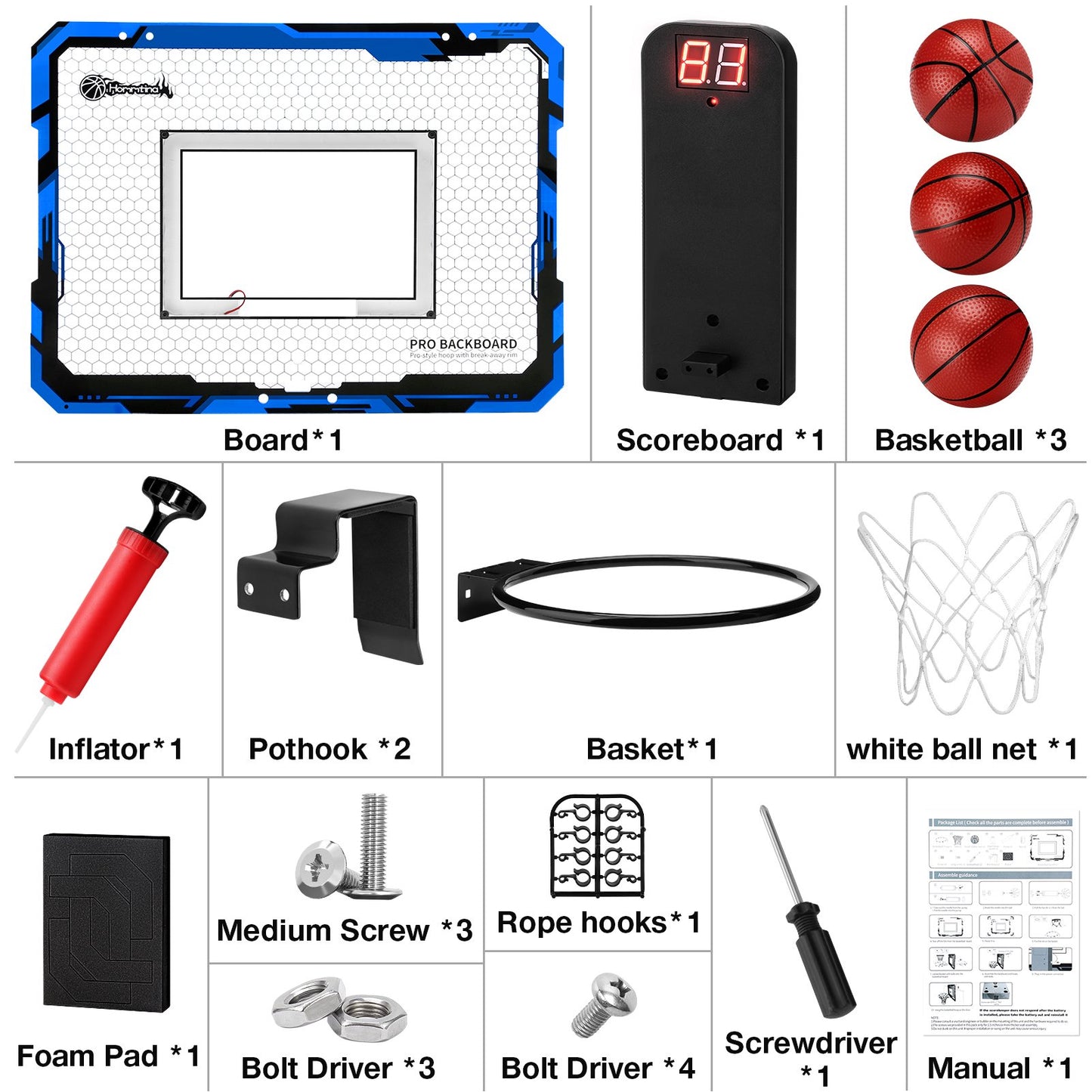Ayieyill Basketball Hoop Indoor for Kids 15.7" x 11.8" - Automatic Scoring Basketball Hoop Mini Basketball Hoop for Door with 3 Balls, Basketball Toy for Kids Boy Toys Teens Adults