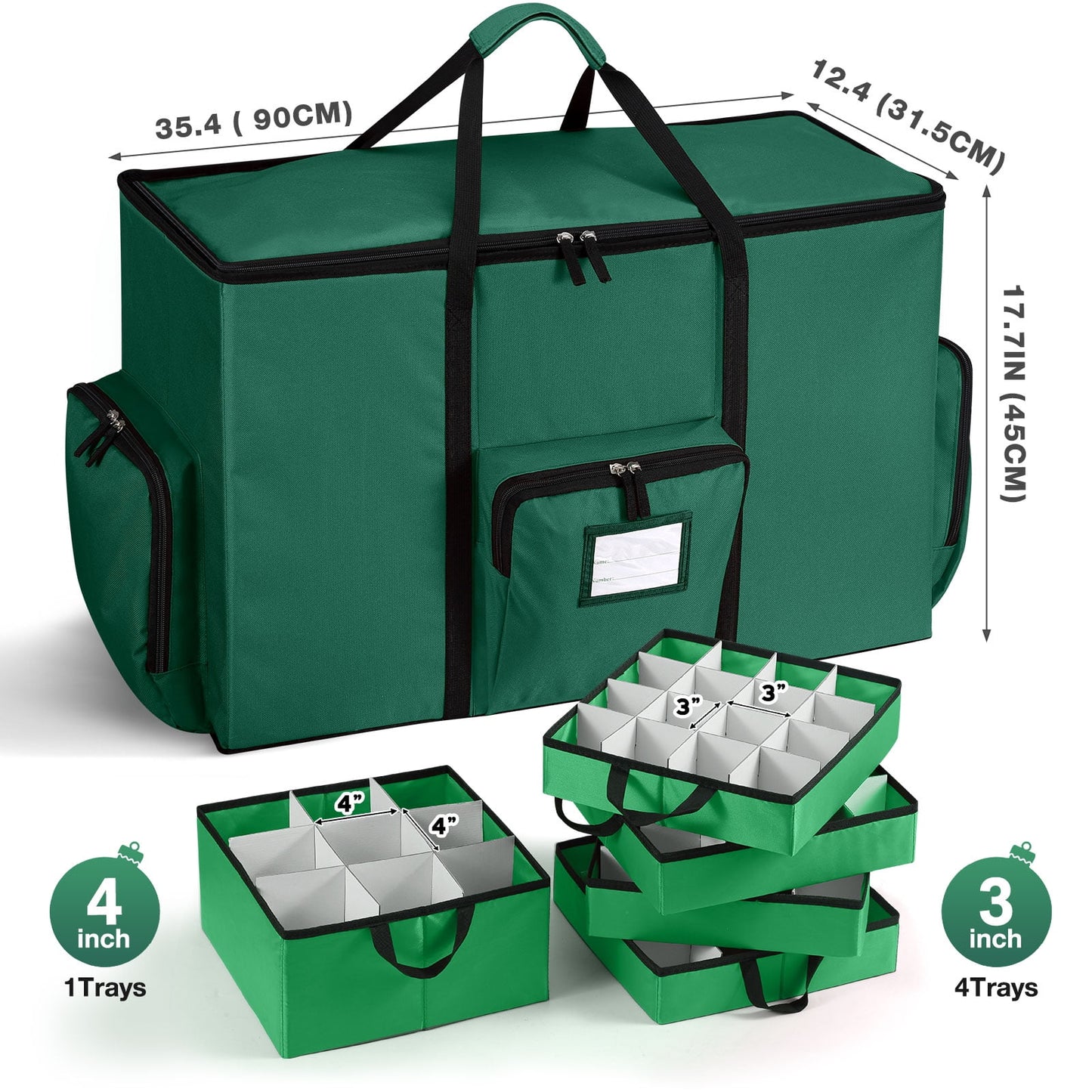 Ayieyill Premium Christmas Ornament Storage Container with Dividers, Fits Up to 73 Ornaments, 600D Tear