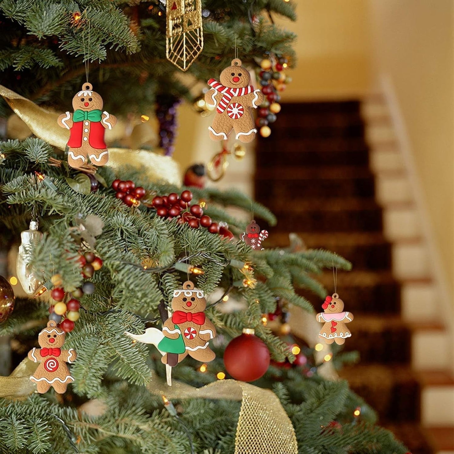 Ayieyill 14pcs Gingerbread Christmas Ornaments Gingerbread Christmas Tree Decorations Holiday Decor