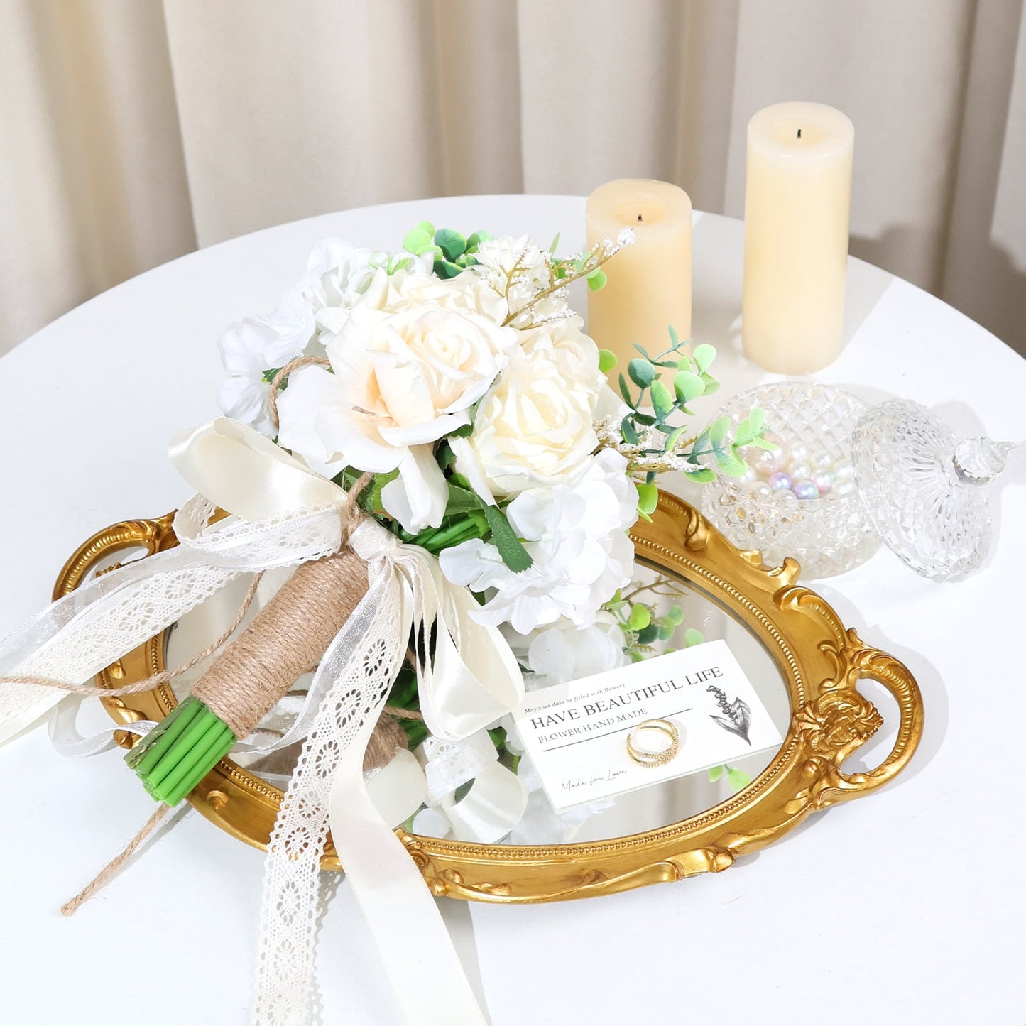Ayieyill Wedding Bouquets for Bride and Bridesmaids, Tossing Artificial Flower Bouquets for Wedding Decorations