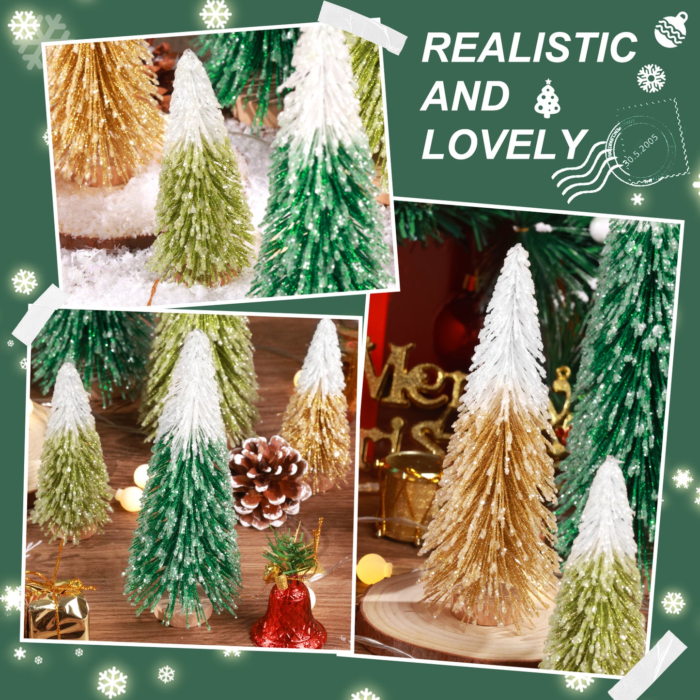 Ayieyill 6pcs Mini Christmas Tree Decorations, Small Christmas Tree Desktop Miniature Pine Tree