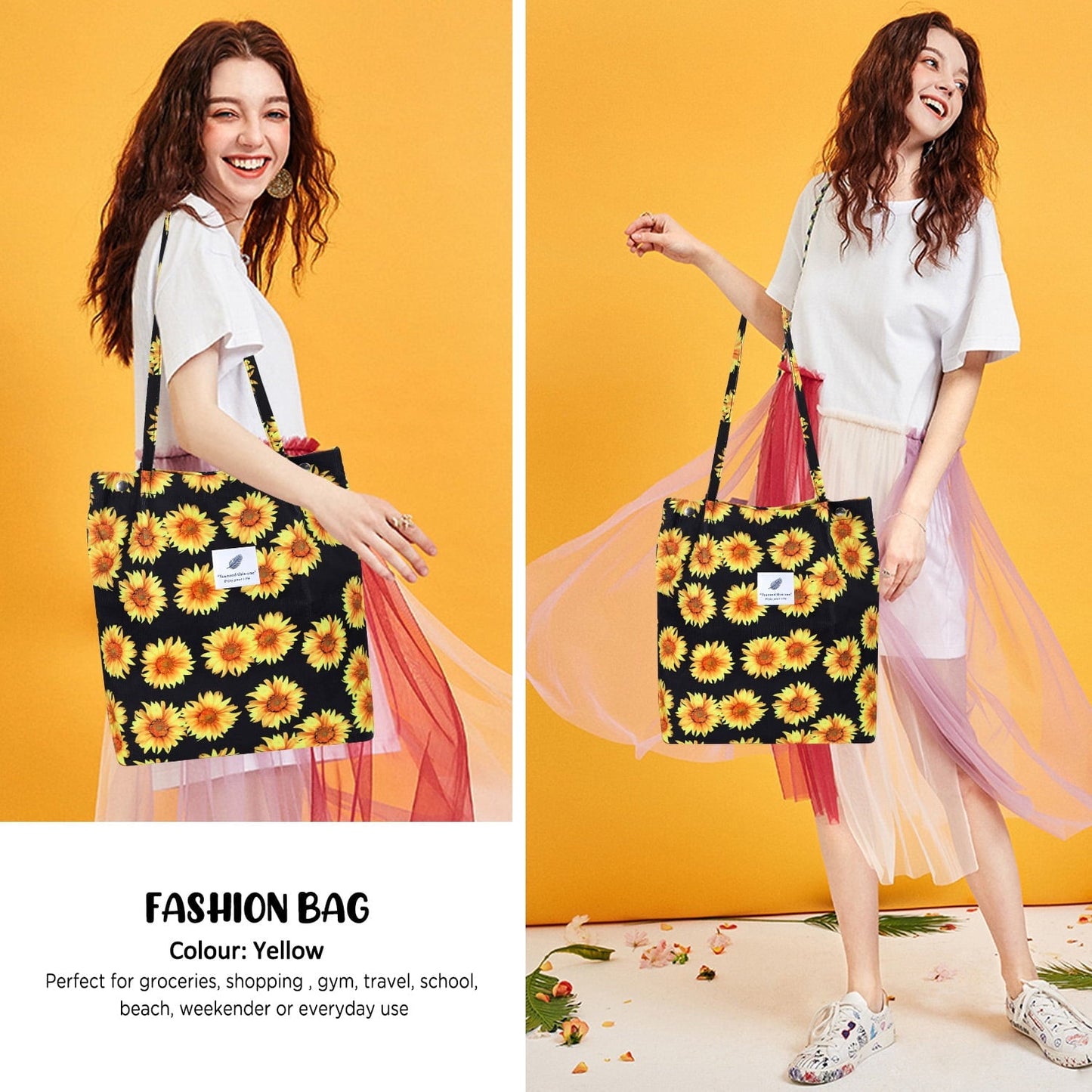 Ayieyill Corduroy Tote Bag Large for Women Girl Lady Canvas Shoulder Cord Purse and Handbags with Inner Pocket