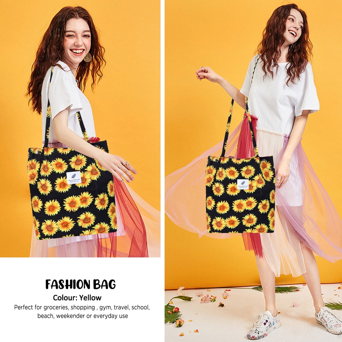 Ayieyill Corduroy Tote Bag Large for Women Girl Lady Canvas Shoulder Cord Purse and Handbags with Inner Pocket