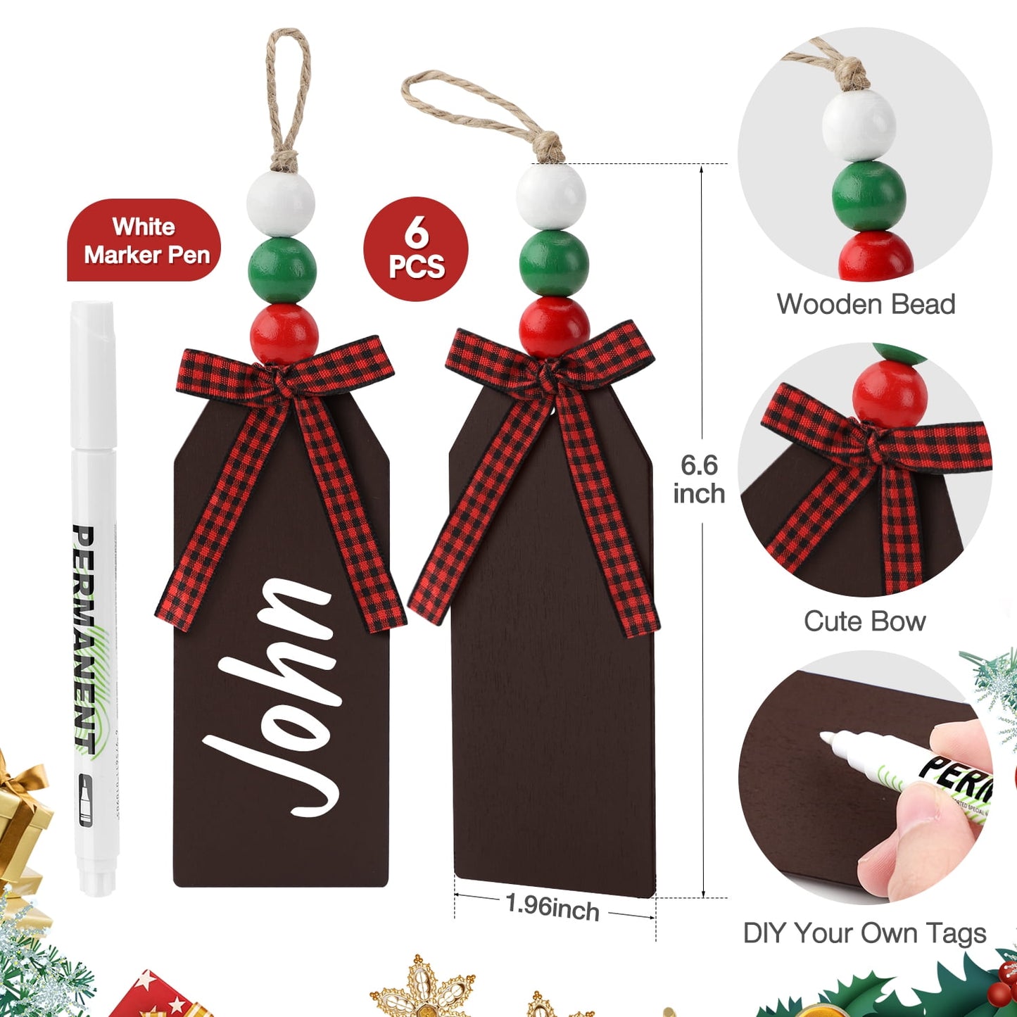 Ayieyill 6Pack Christmas Stockings, 17.7Inches Large Knitted Stocking Personalized Xmas Hanging Stocking Decorations with Name Leather Patches for Holiday Christmas Party Family Decor (Green Red)