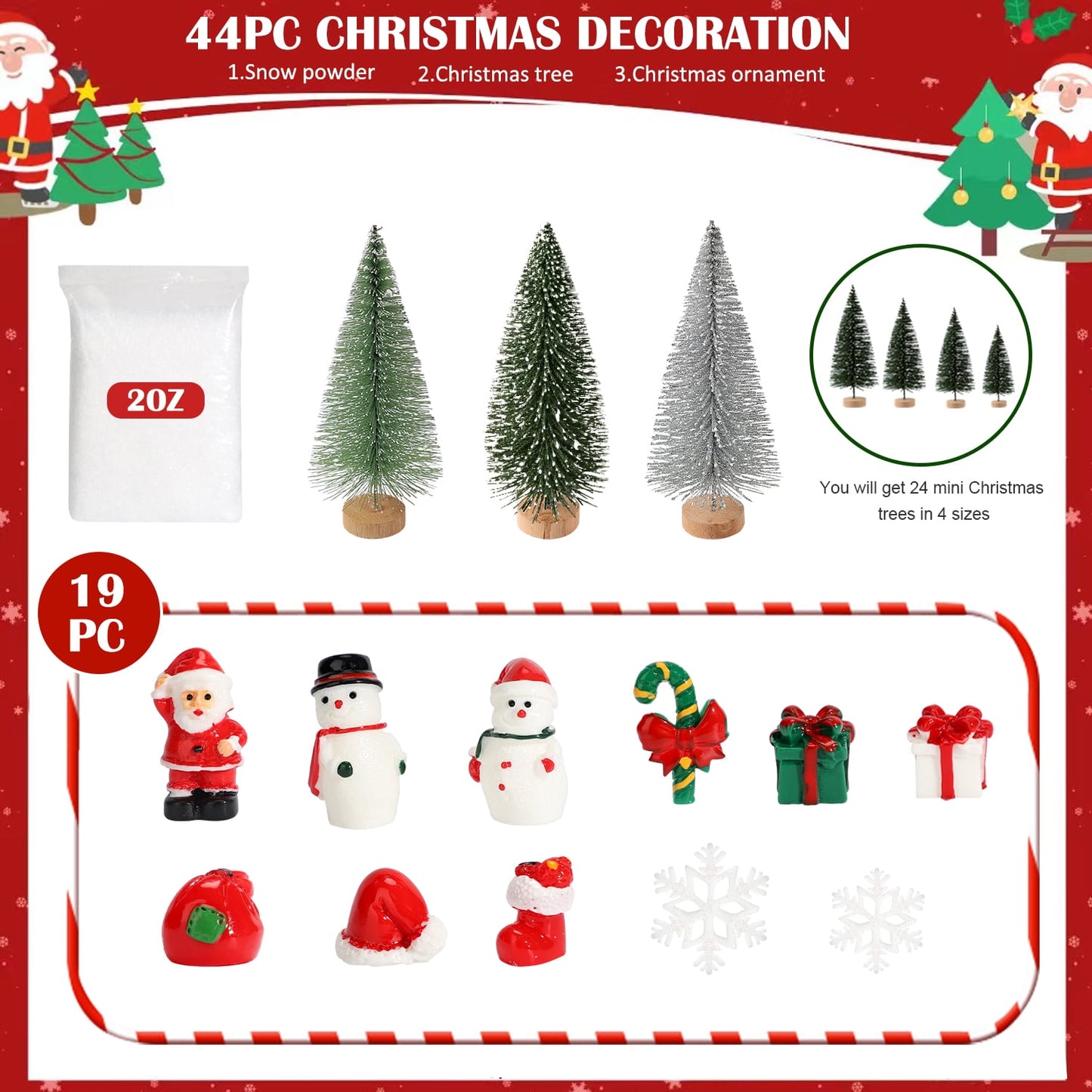 Ayieyill 44pcs Mini Christmas Tree, Bottle Brush Christmas Trees with Wooden Base