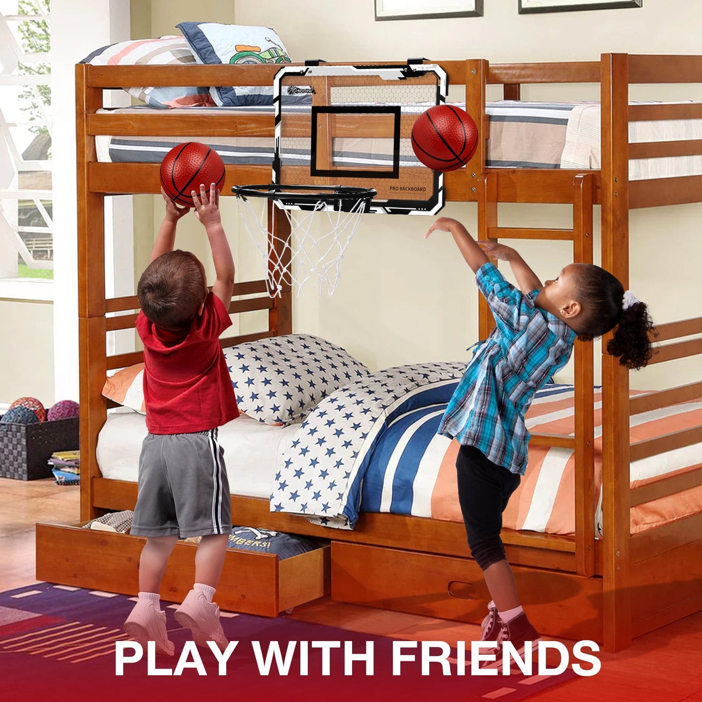 Ayieyill Basketball Hoop Indoor for Kids 15.7" x 11.8" - Automatic Scoring Basketball Hoop Mini Basketball Hoop for Door with 3 Balls, Basketball Toy for Kids Boy Toys Teens Adults