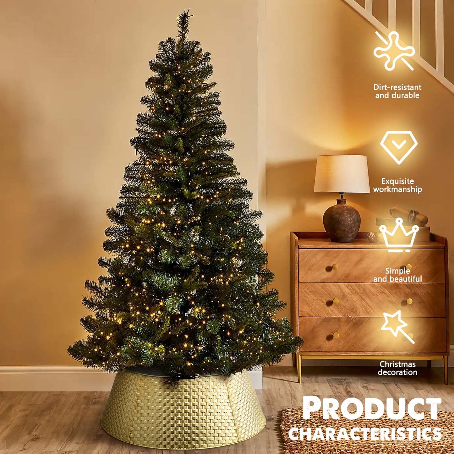 Ayieyill 28 inch Christmas Tree Collar, Christmas Tree Stand Cover for Christmas Tree Decorations | Metal