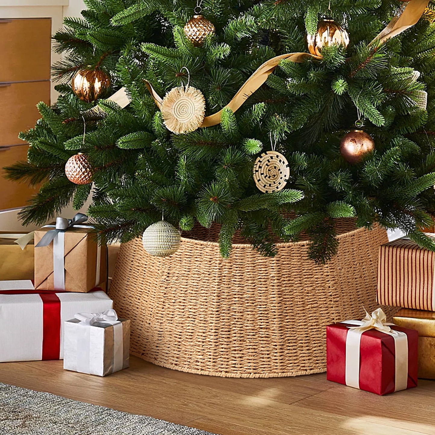 Ayieyill 26 inch Christmas Tree Collar, Christmas Tree Stand Cover for Christmas Tree Decorations | Wooden