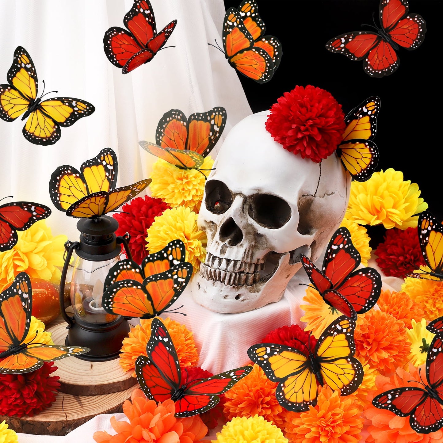 Ayieyill 40 Pcs Monarch Butterfly Cinco de Mayo Decorations Orange Butterflies for Crafts Premium Fake Butterflies Dia De Los Muertos Decor Wall Decor for Room, Wedding, Party  (4.72''L x 3.1'' H)